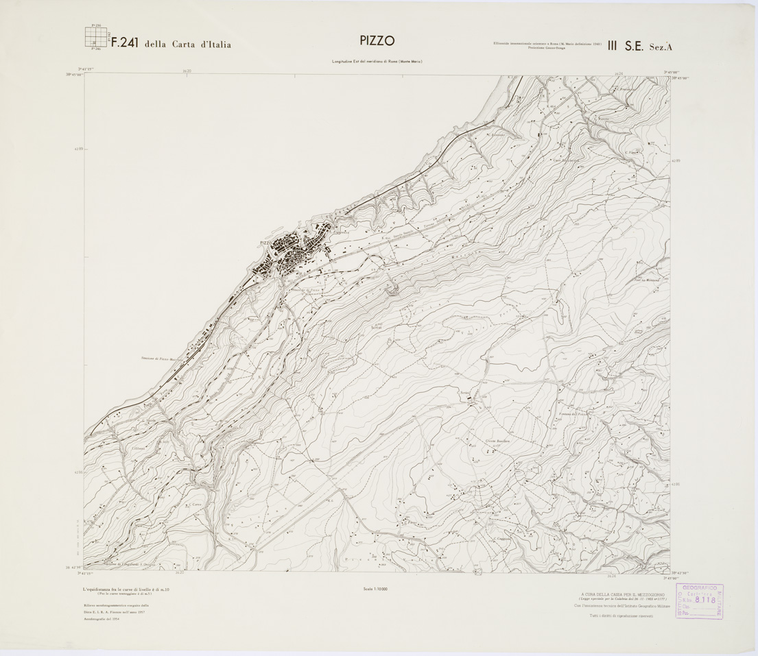 (N:7261) CARTA TOPOGRAFICA DELLA CALABRIA - Foglio 241 III S.E. SEZ.A - Pizzo (B0001579) Carte e stampe antiche: riproduzione a colori su carta (formato A1)