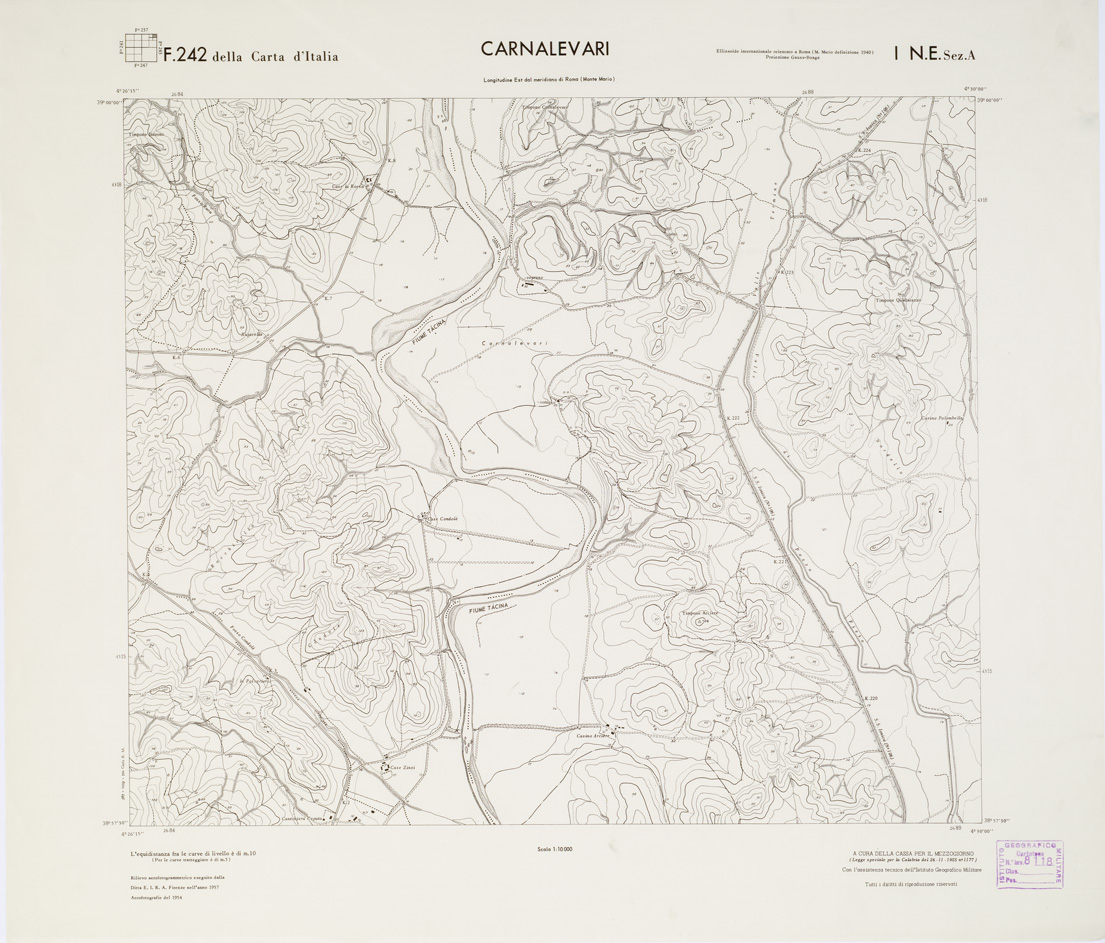 (N:7040) CARTA TOPOGRAFICA DELLA CALABRIA - Foglio 242 I N.E. SEZ.A - Carnalevari (B0001613) Carte e stampe antiche: riproduzione a colori su carta (formato A1)