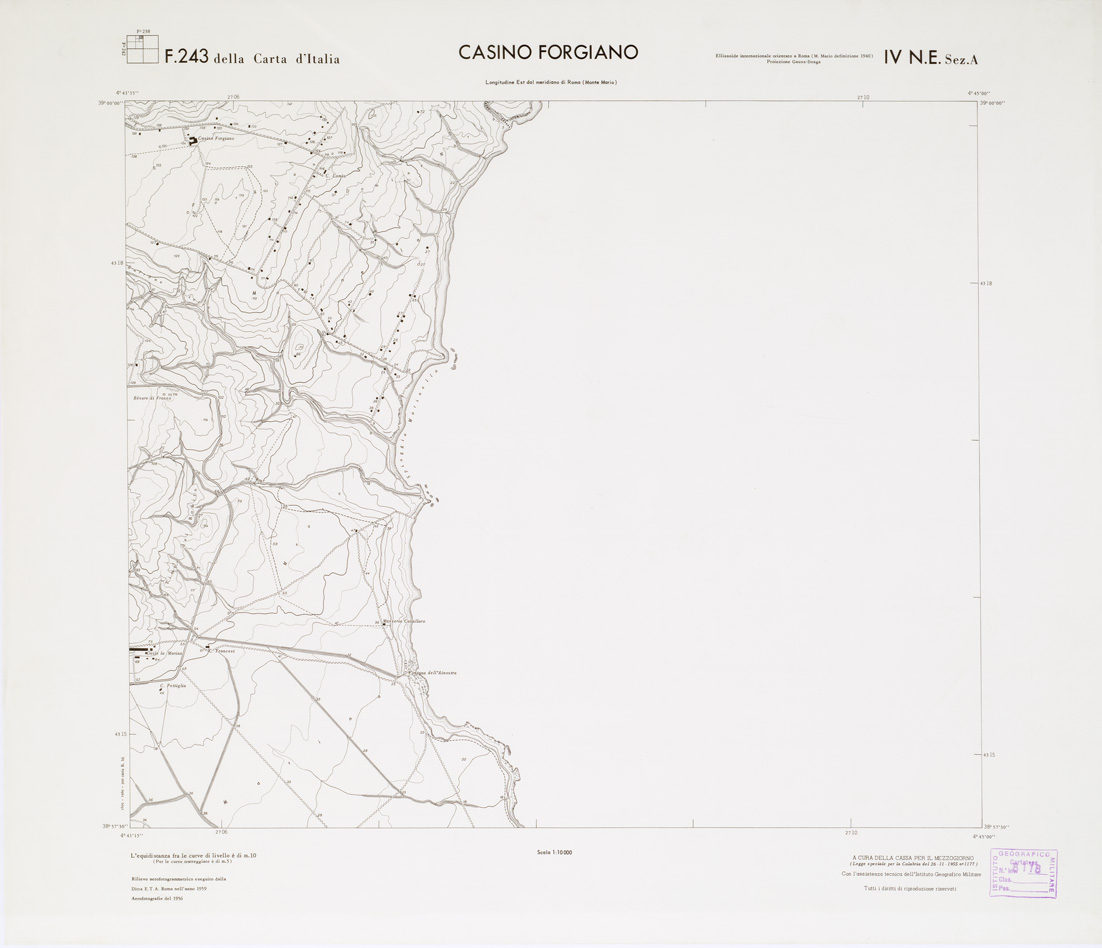 (N:7050) CARTA TOPOGRAFICA DELLA CALABRIA - Foglio 243 IV N.E. SEZ.A - Casino Forgiano (B0001617) Carte e stampe antiche: riproduzione a colori su carta (formato A1)
