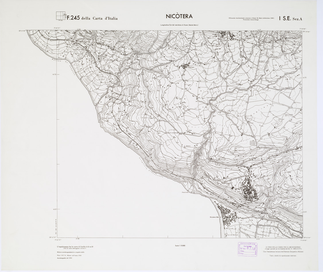 (N:7228) CARTA TOPOGRAFICA DELLA CALABRIA - Foglio 245 I S.E. SEZ.A - Nicotera (B0001627) Carte e stampe antiche: riproduzione a colori su carta (formato A1)
