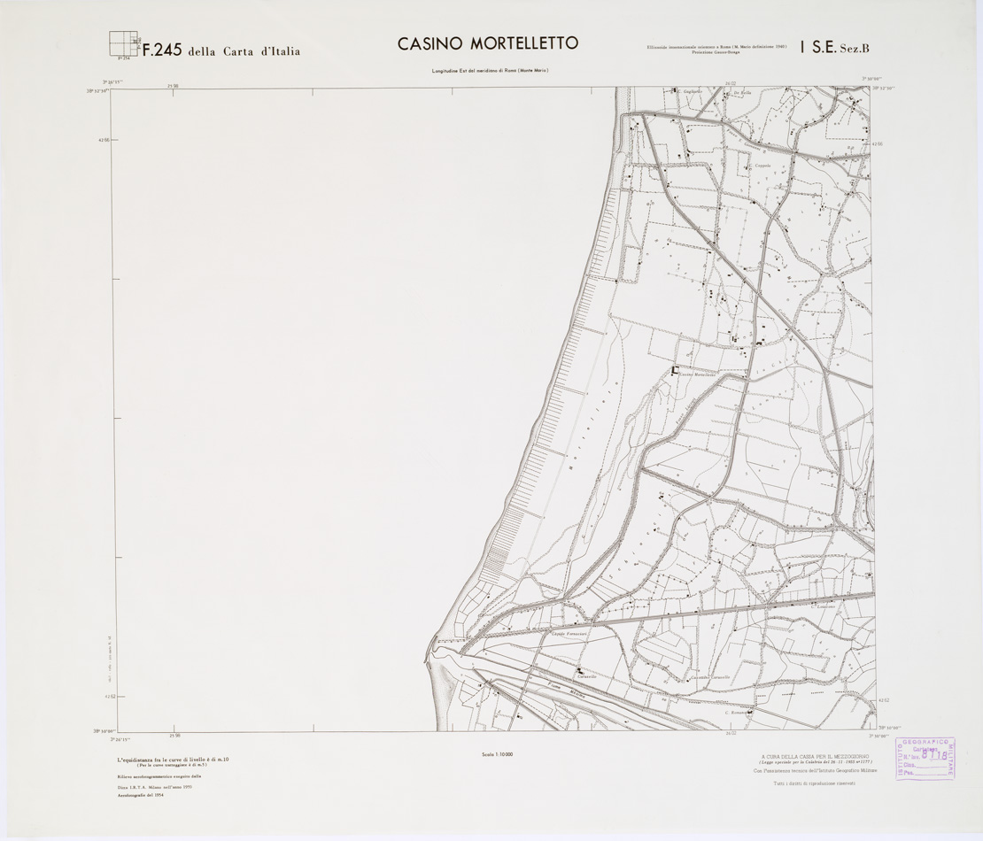 (N:7051) CARTA TOPOGRAFICA DELLA CALABRIA - Foglio 245 I S.E. SEZ.B - Casino Mortelletto (B0001628) Carte e stampe antiche: riproduzione a colori su carta (formato A1)