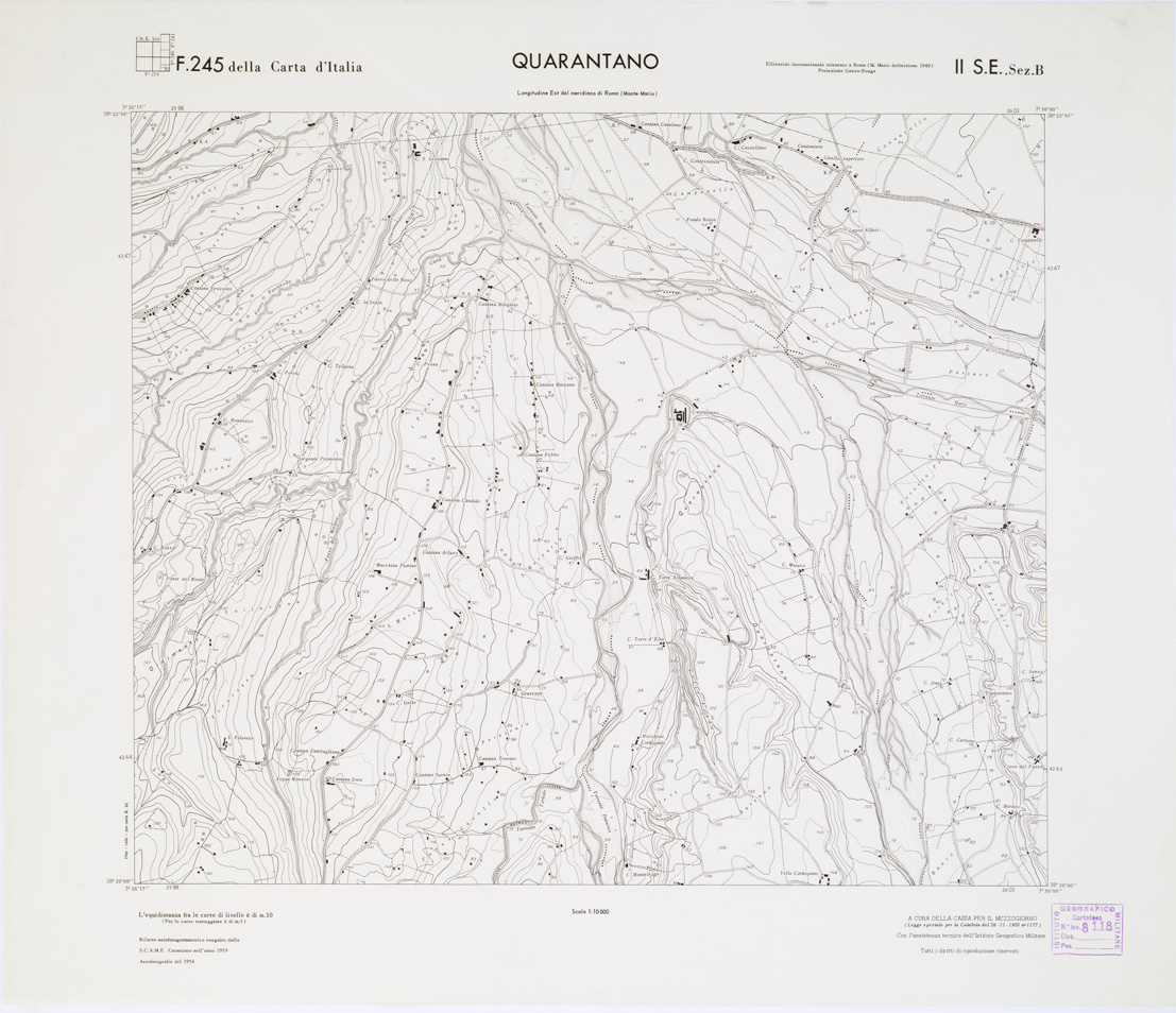 (N:7273) CARTA TOPOGRAFICA DELLA CALABRIA - Foglio 245 II S.E. SEZ.B - Quarantano (B0001637) Carte e stampe antiche: riproduzione a colori su carta (formato A1)