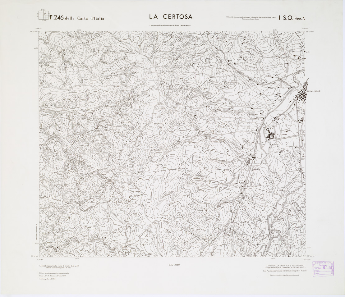 (N:7144) CARTA TOPOGRAFICA DELLA CALABRIA - Foglio 246 I S.O. SEZ.A - La Certosa (B0001655) Carte e stampe antiche: riproduzione a colori su carta (formato A1)