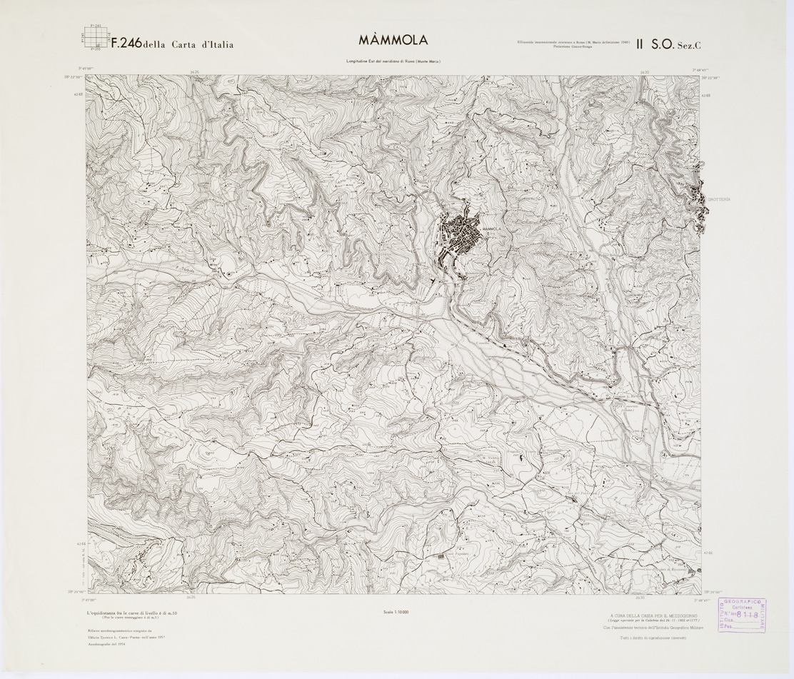 (N:7171) CARTA TOPOGRAFICA DELLA CALABRIA - Foglio 246 II S.O. SEZ.C - Mammola (B0001664) Carte e stampe antiche: riproduzione a colori su carta (formato A1)