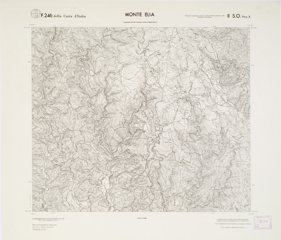 (N:7198) CARTA TOPOGRAFICA DELLA CALABRIA - Foglio 246 II S.O. SEZ.A - Monte Elia (B0001666) Carte e stampe antiche: riproduzione a colori su carta (formato A1)