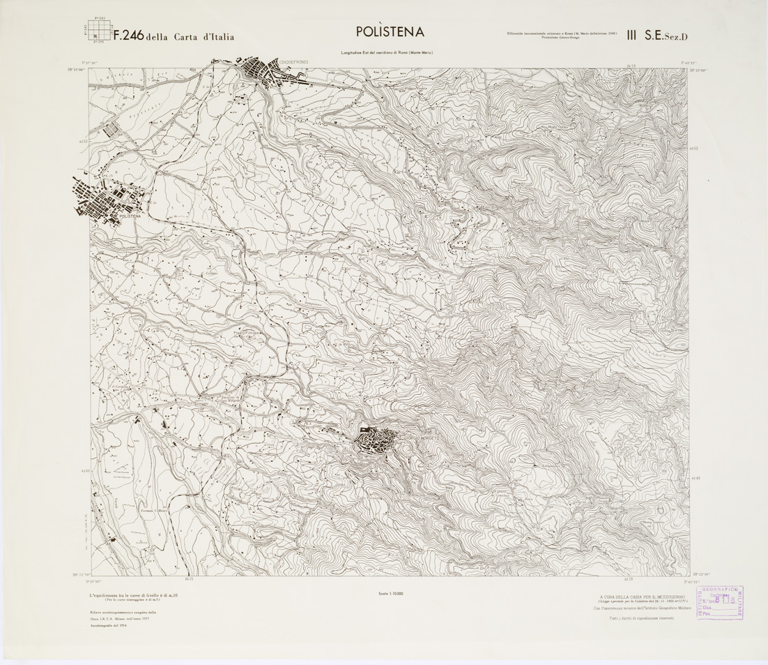(N:7266) CARTA TOPOGRAFICA DELLA CALABRIA - Foglio 246 III S.E. SEZ.D - Polistena (B0001674) Carte e stampe antiche: riproduzione a colori su carta (formato A1)