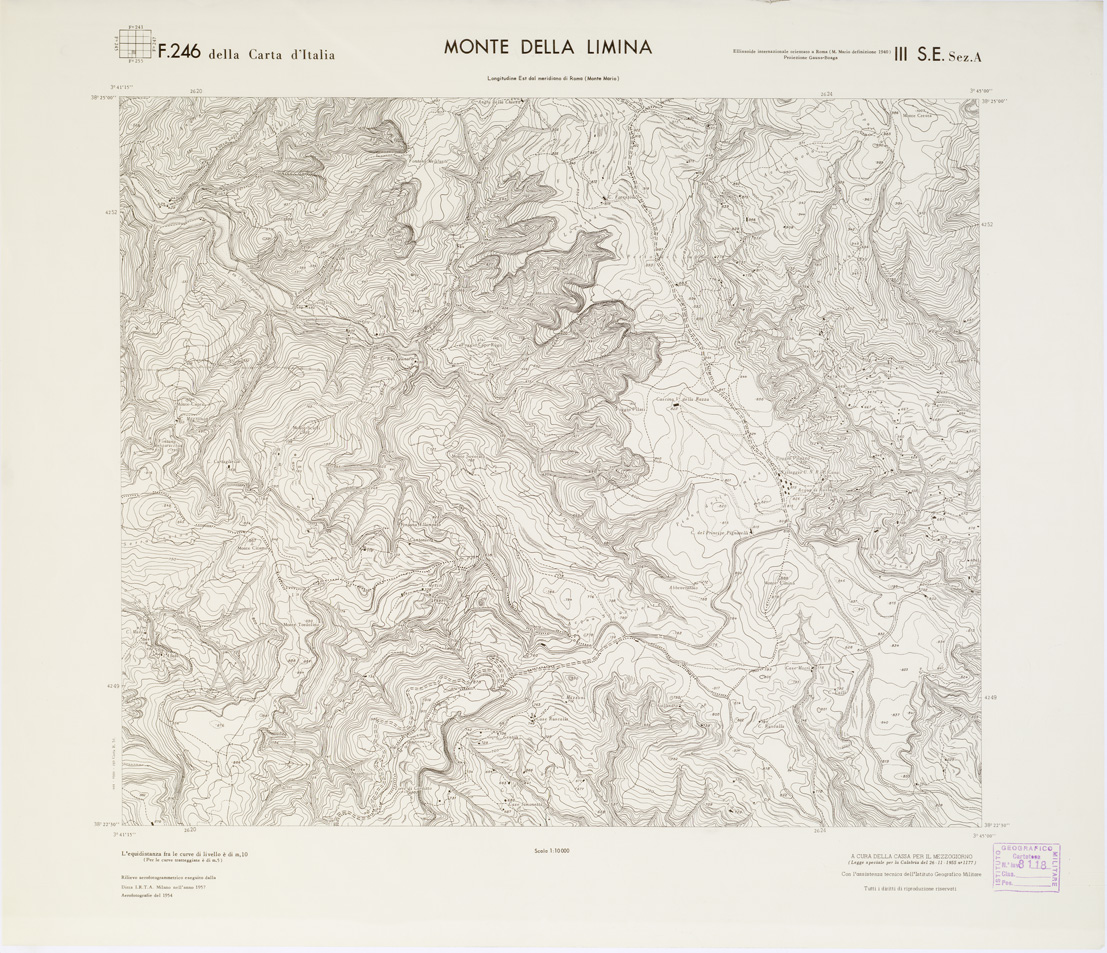 (N:7197) CARTA TOPOGRAFICA DELLA CALABRIA - Foglio 246 III S.E. SEZ.A - Monte della Limina (B0001677) Carte e stampe antiche: riproduzione a colori su carta (formato A1)