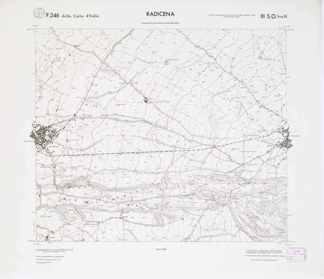 (N:7275) CARTA TOPOGRAFICA DELLA CALABRIA - Foglio 246 III S.O. SEZ.B - Radicena (B0001683) Carte e stampe antiche: riproduzione a colori su carta (formato A1)
