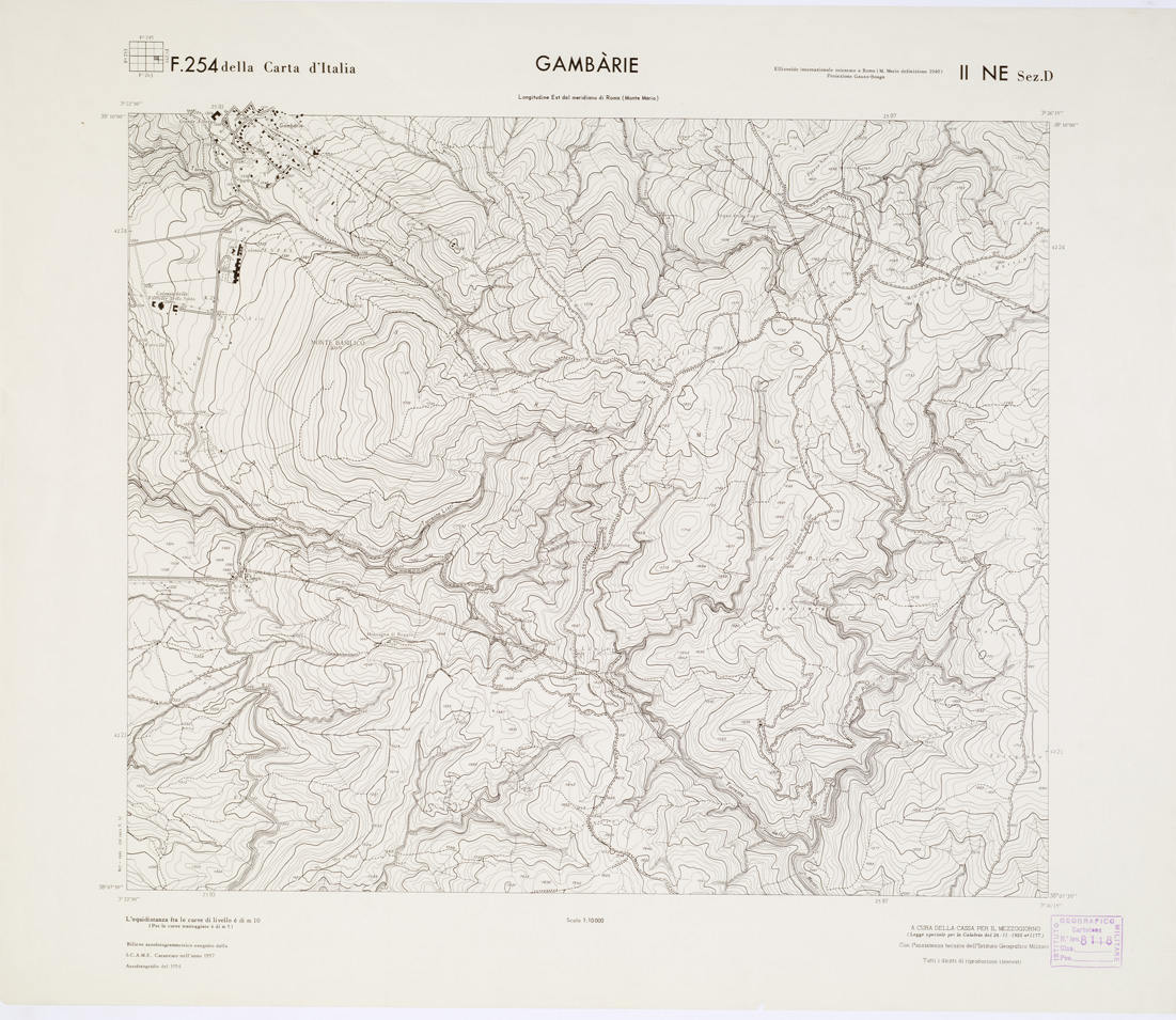 (N:7126) CARTA TOPOGRAFICA DELLA CALABRIA - Foglio 254 II N.E. SEZ.D - Gambarie (B0001738) Carte e stampe antiche: riproduzione a colori su carta (formato A1)