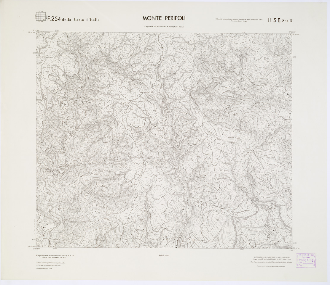 (N:7211) CARTA TOPOGRAFICA DELLA CALABRIA - Foglio 254 II S.E. SEZ.D - Monte Peripoli (B0001741) Carte e stampe antiche: riproduzione a colori su carta (formato A1)