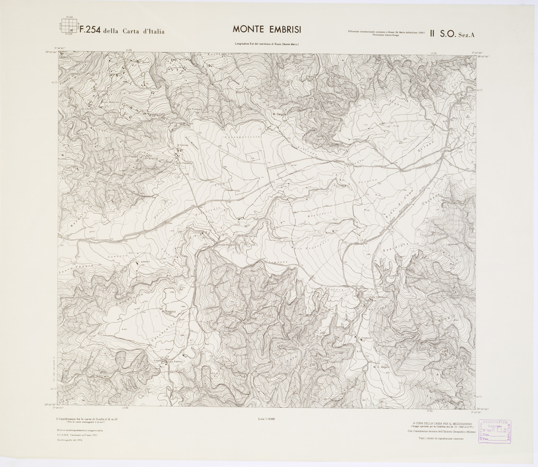 (N:7199) CARTA TOPOGRAFICA DELLA CALABRIA - Foglio 254 II S.O. SEZ.A - Monte Embrisi (B0001742) Carte e stampe antiche: riproduzione a colori su carta (formato A1)