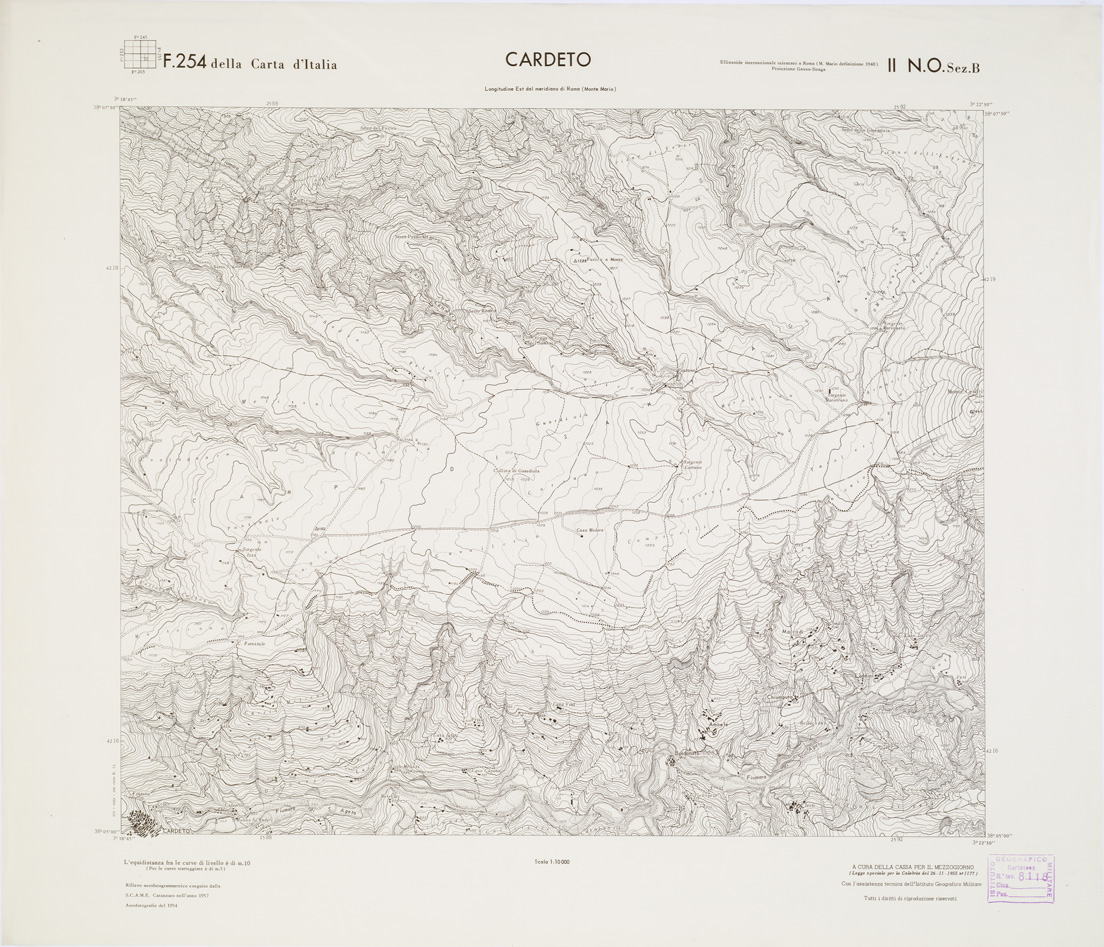 (N:7035) CARTA TOPOGRAFICA DELLA CALABRIA - Foglio 254 II N.O. SEZ.B - Cardeto (B0001747) Carte e stampe antiche: riproduzione a colori su carta (formato A1)