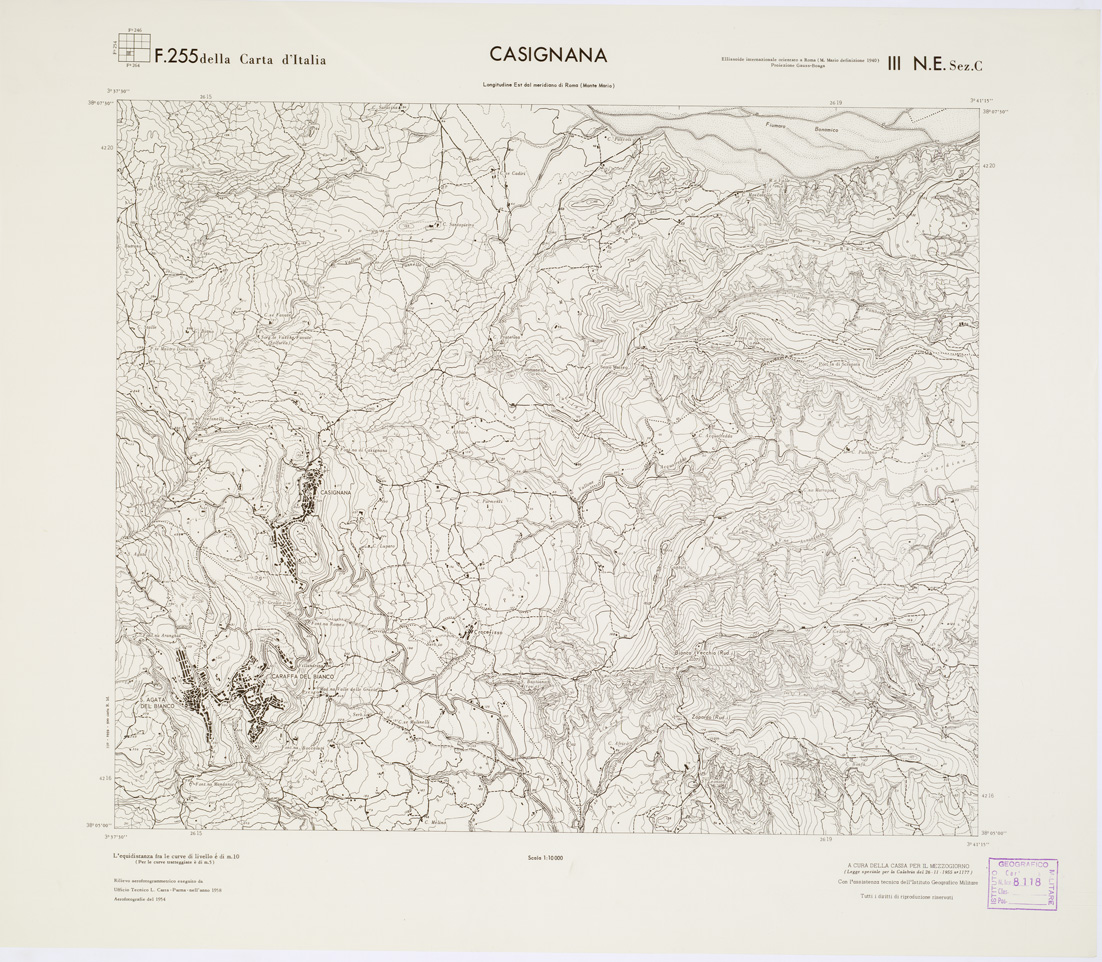 (N:7048) CARTA TOPOGRAFICA DELLA CALABRIA - Foglio 255 III N.E. SEZ.C - Casignana (B0001766) Carte e stampe antiche: riproduzione a colori su carta (formato A1)