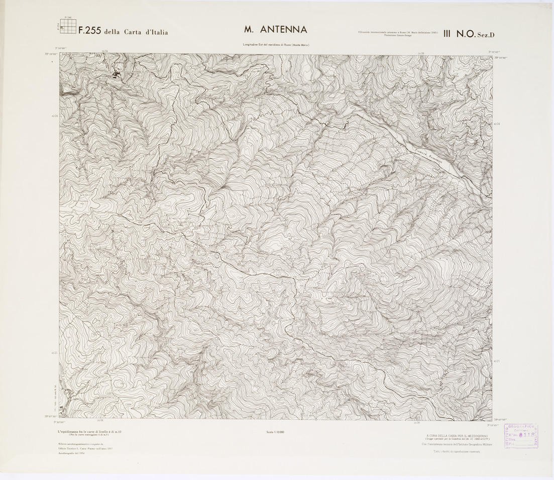 (N:7161) CARTA TOPOGRAFICA DELLA CALABRIA - Foglio 255 III N.O. SEZ.D - M. Antenna (B0001775) Carte e stampe antiche: riproduzione a colori su carta (formato A1)