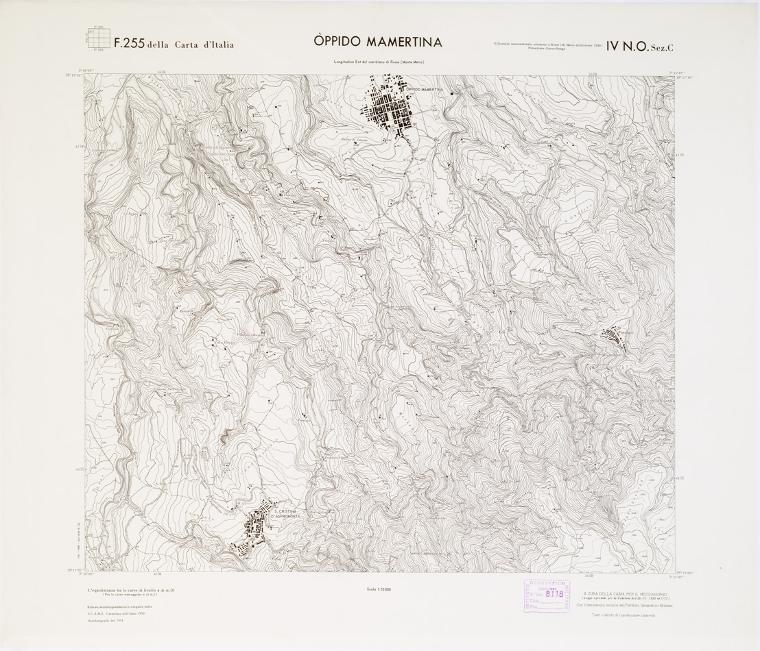 (N:7231) CARTA TOPOGRAFICA DELLA CALABRIA - Foglio 255 IV N.O. SEZ.C - Oppido Mamertina (B0001777) Carte e stampe antiche: riproduzione a colori su carta (formato A1)