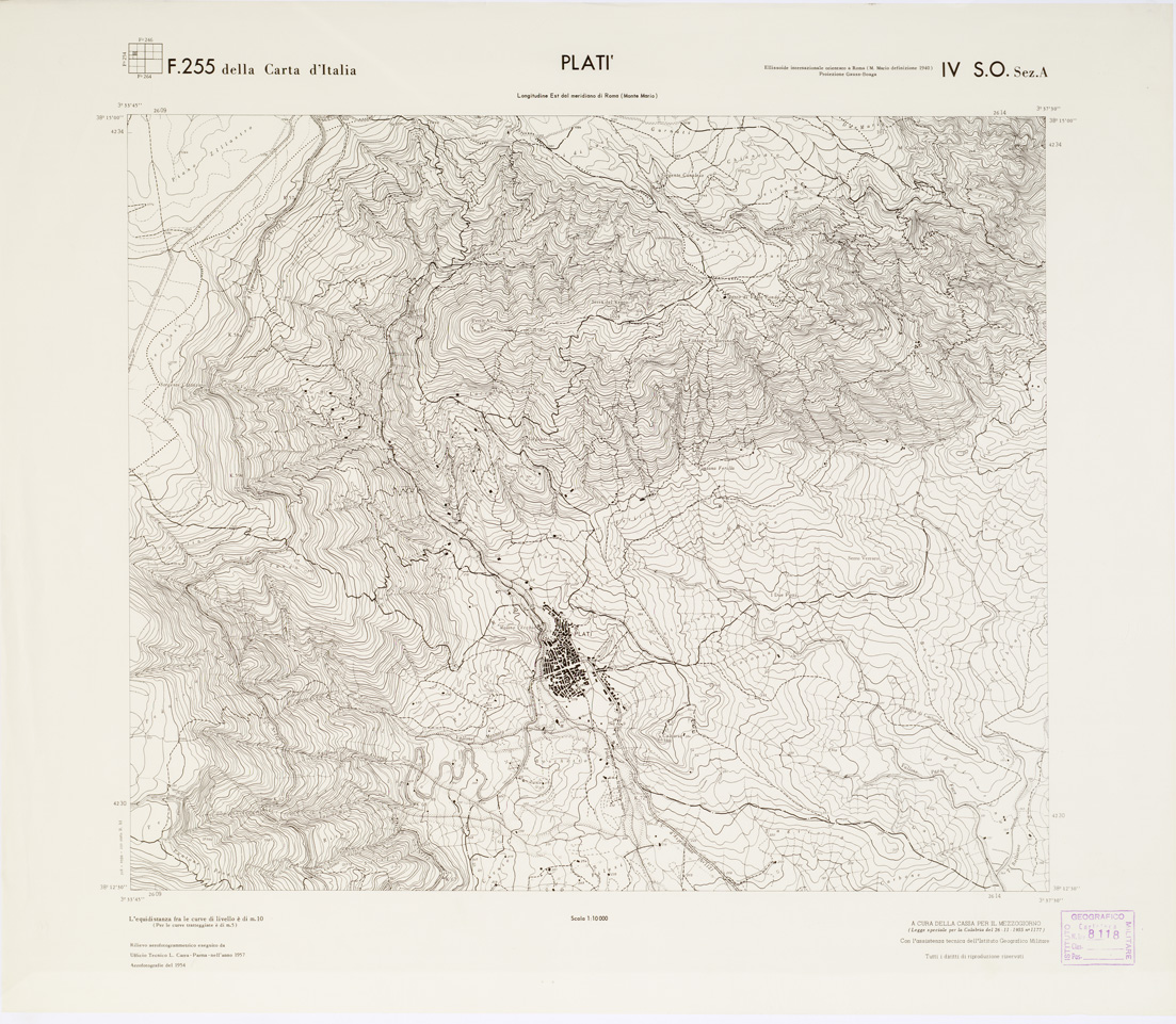 (N:7263) CARTA TOPOGRAFICA DELLA CALABRIA - Foglio 255 IV S.O. SEZ.A - Plat (B0001788) Carte e stampe antiche: riproduzione a colori su carta (formato A1)