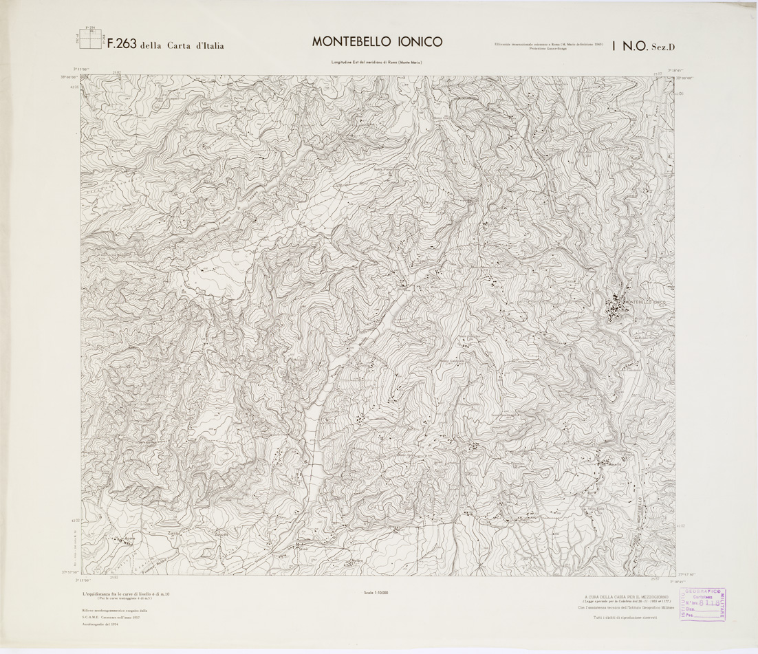 (N:7219) CARTA TOPOGRAFICA DELLA CALABRIA - Foglio 263 I N.O. SEZ.D - Montebello Ionico (B0001805) Carte e stampe antiche: riproduzione a colori su carta (formato A1)