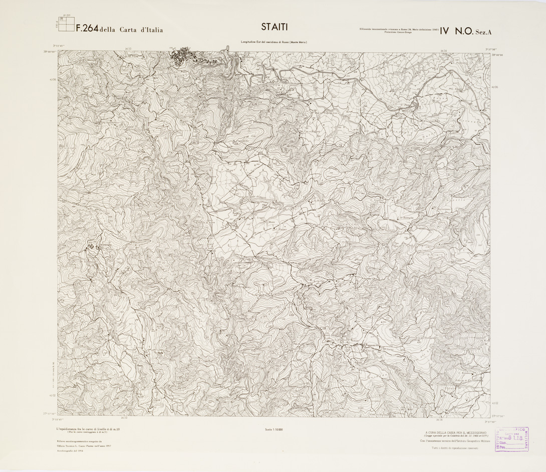 (N:7364) CARTA TOPOGRAFICA DELLA CALABRIA - Foglio 264 IV N.O. SEZ.A - Staiti (B0001810) Carte e stampe antiche: riproduzione a colori su carta (formato A1)