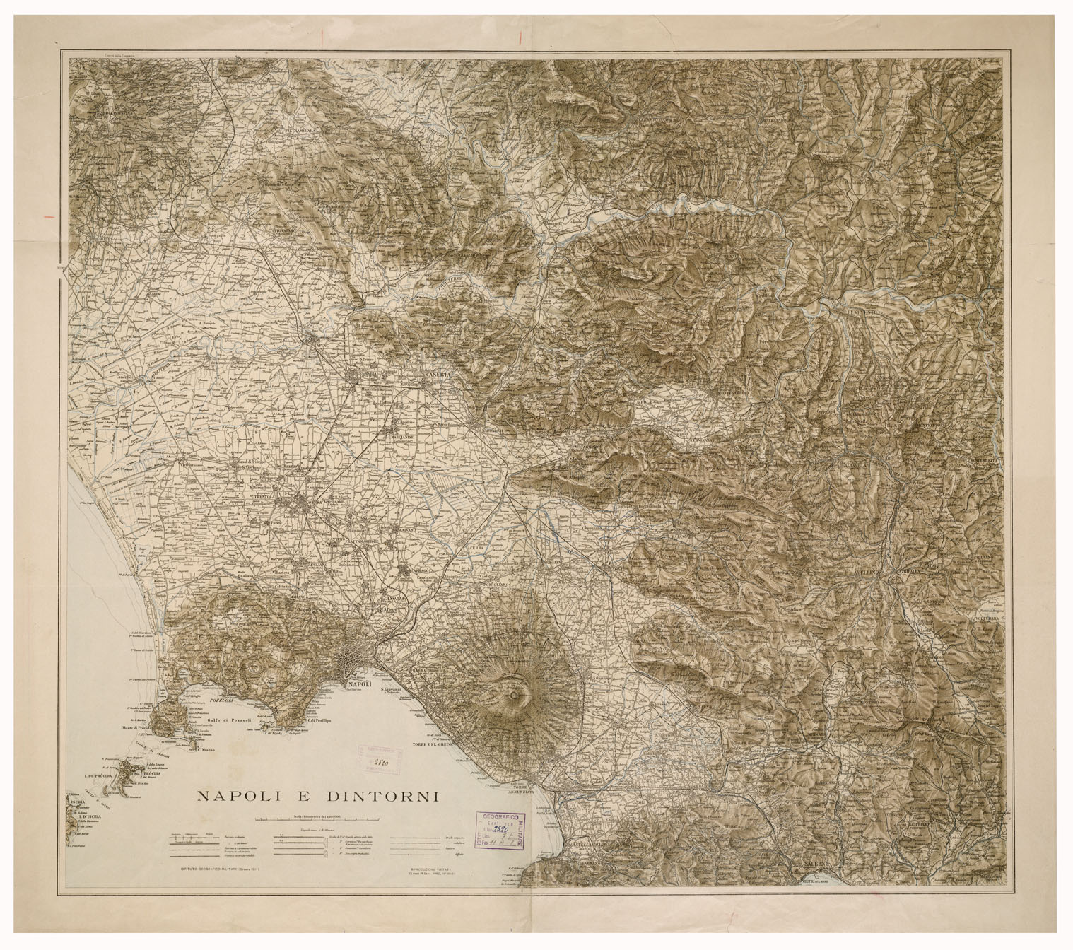 (N:12922) NAPOLI E DINTORNI (B0002045) Carte e stampe antiche: riproduzione a colori su carta (formato A1)
