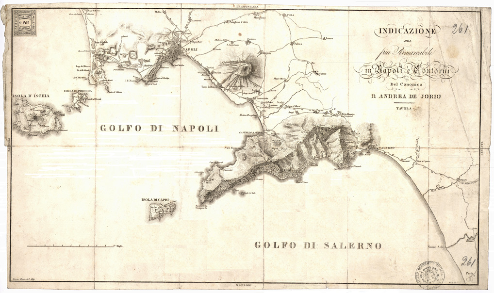 (N:10643) INDICAZIONE DEL PIU' RIMARCHEVOLE IN NAPOLI E DINTORNI (B0002085) Carte e stampe antiche: riproduzione a colori su carta (formato A1)