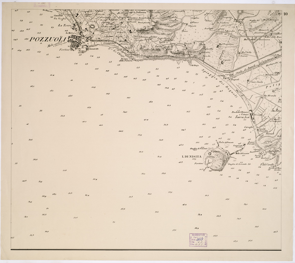(N:1570) CARTA DEI DINTORNI DI NAPOLI - Foglio 10 (B0002103) Carte e stampe antiche: riproduzione a colori su carta (formato A1)