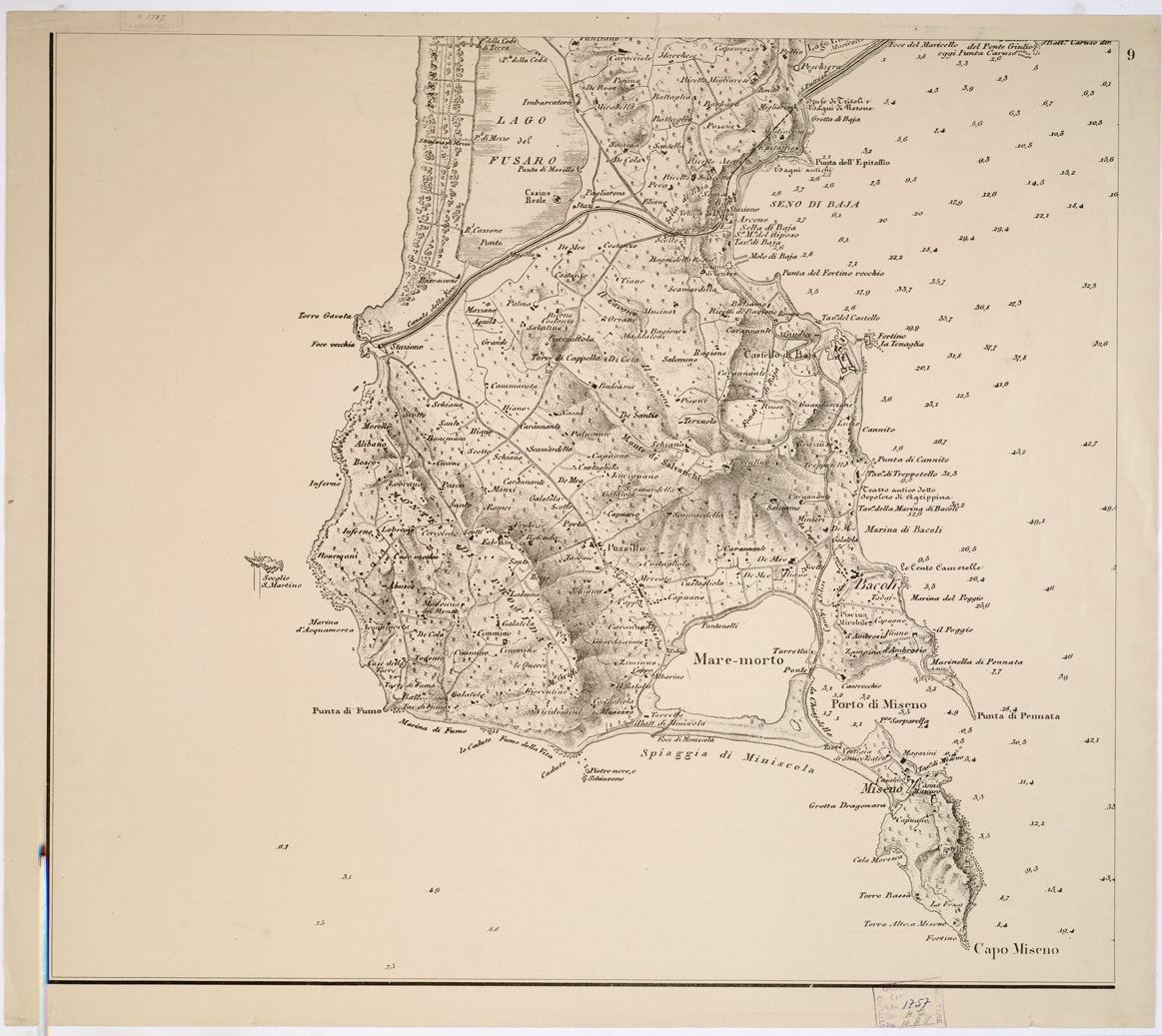 (N:1580) CARTA DEI DINTORNI DI NAPOLI - Foglio 9 (B0002104) Carte e stampe antiche: riproduzione a colori su carta (formato A1)