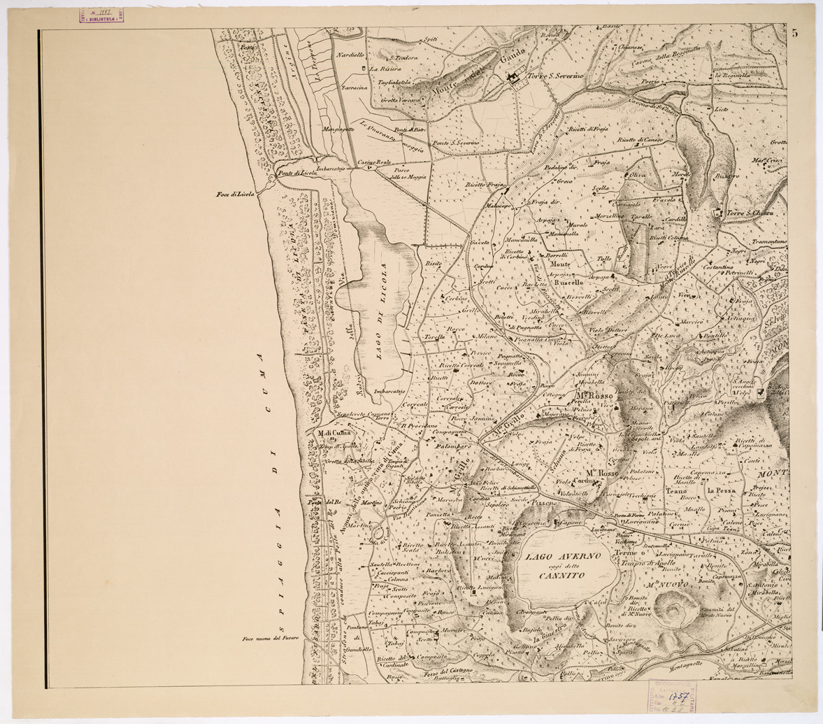 (N:1576) CARTA DEI DINTORNI DI NAPOLI - Foglio 5 (B0002108) Carte e stampe antiche: riproduzione a colori su carta (formato A1)