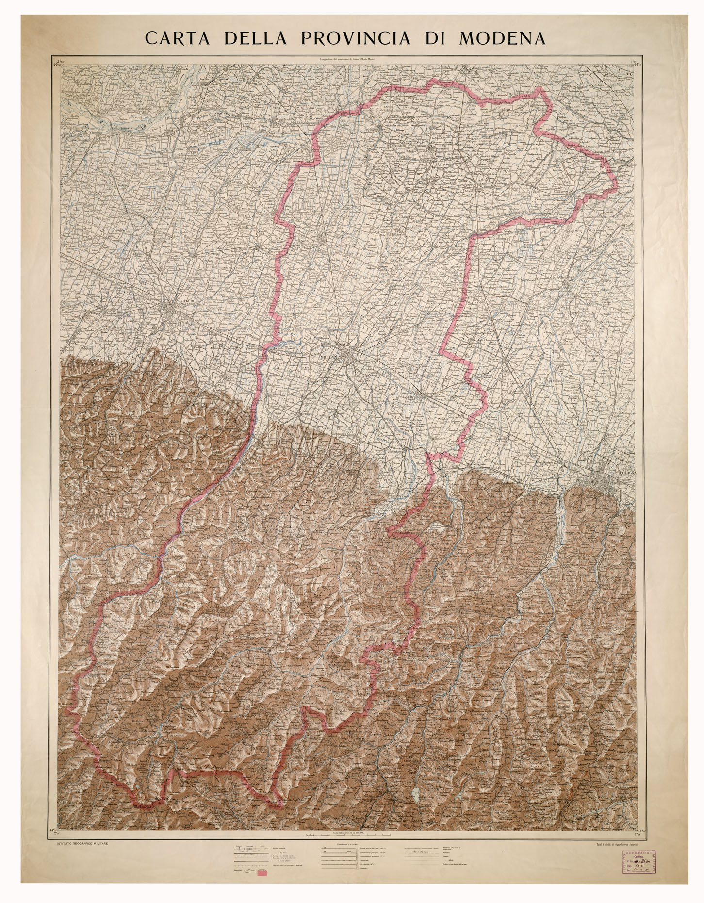 (N:3499) CARTA DELLA PROVINCIA DI MODENA (B0002139) Carte e stampe antiche: riproduzione a colori su carta (formato A1)