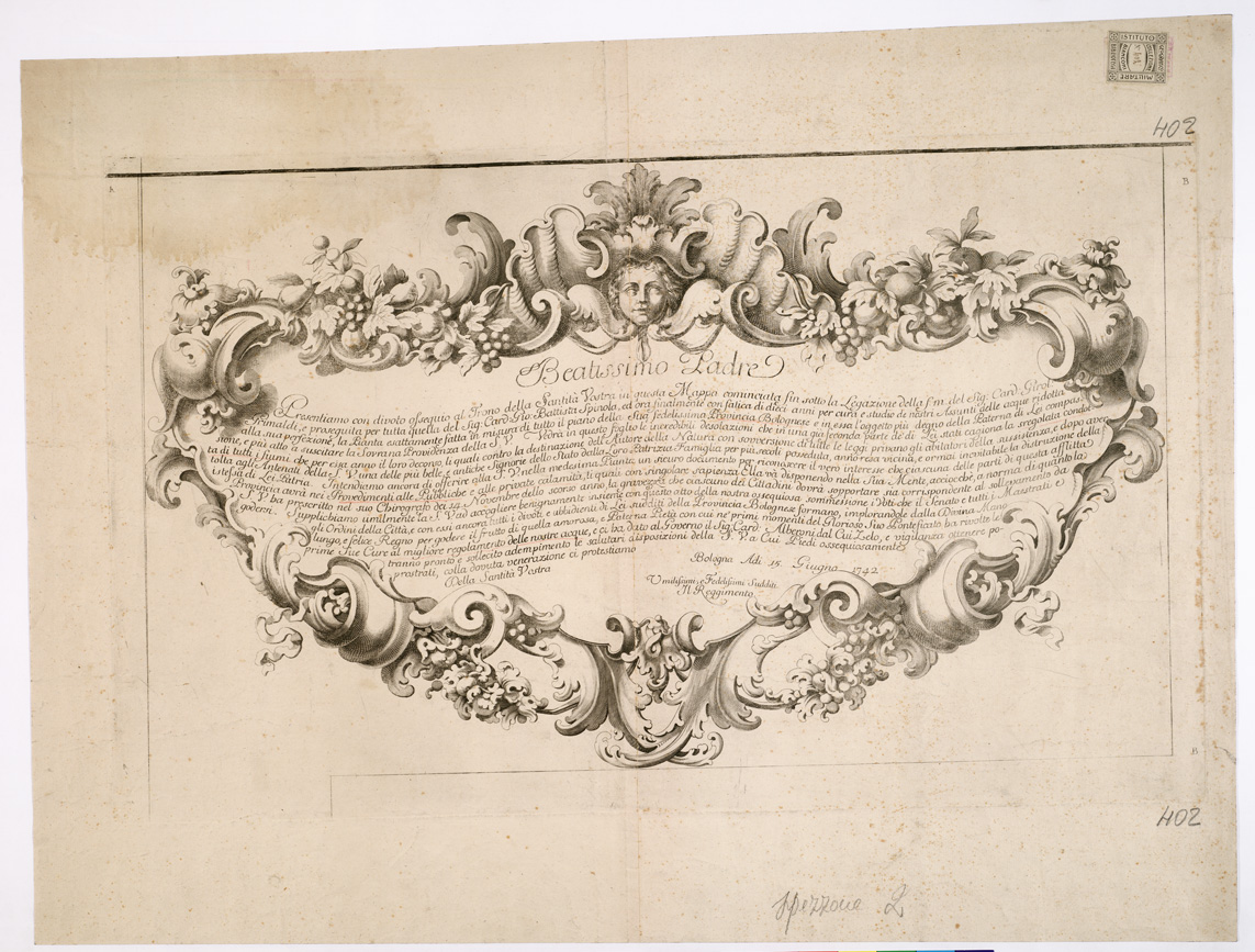 (N:12128) CARTA DEL BOLOGNESE - Foglio 2 - Intestazione (B0002175) Carte e stampe antiche: riproduzione a colori su carta (formato A1)