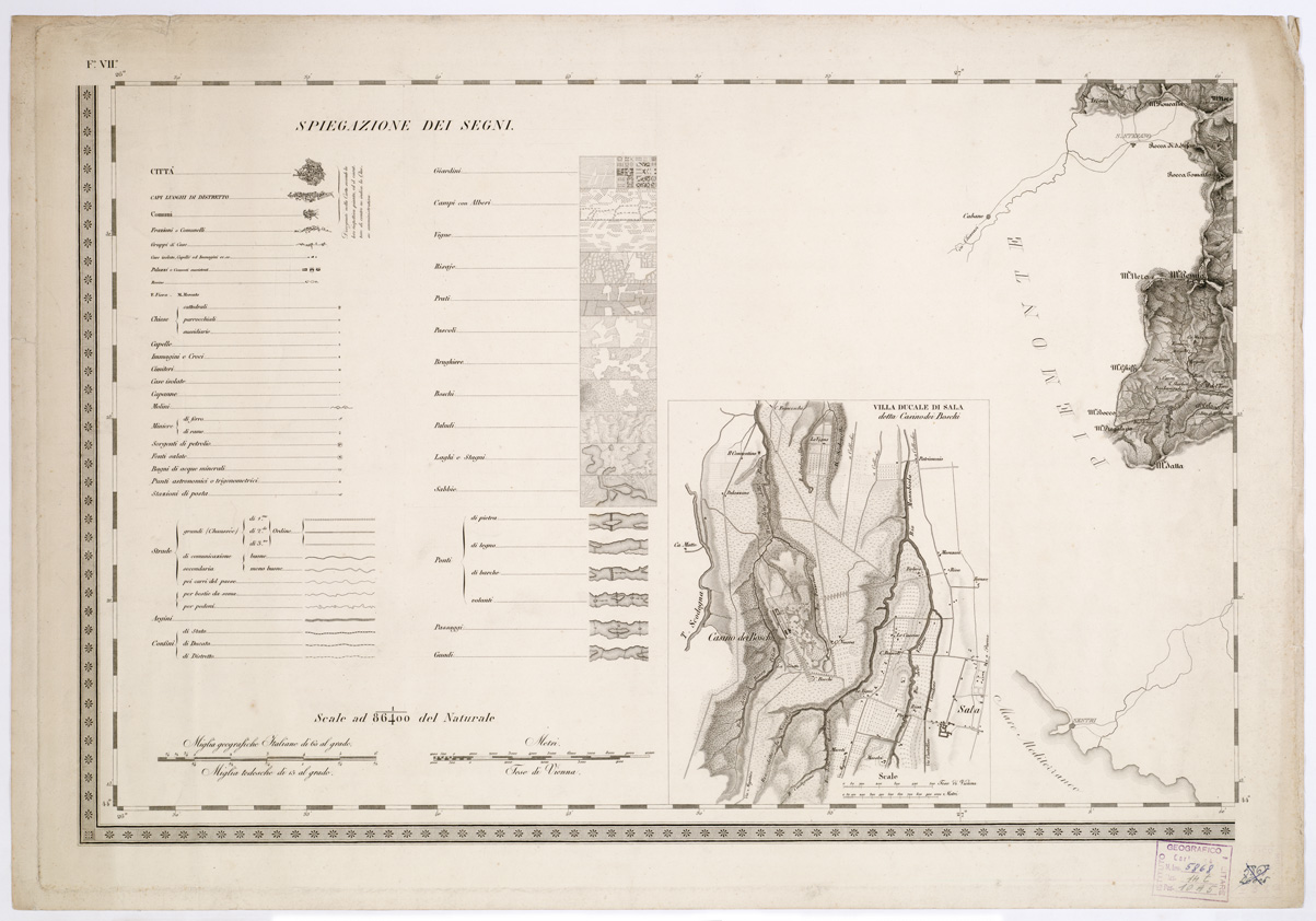(N:6457) CARTA TOPOGRAFICA DEI DUCATI DI PARMA, PIACENZA E GUASTALLA... - Foglio VII (B0002216) Carte e stampe antiche: riproduzione a colori su carta (formato A1)