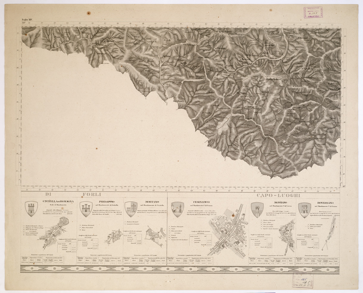 (N:7794) CARTA TOPOGRAFICA DELLA PROVINCIA DI FORLI'... - Foglio XIV (B0002238) Carte e stampe antiche: riproduzione a colori su carta (formato A1)