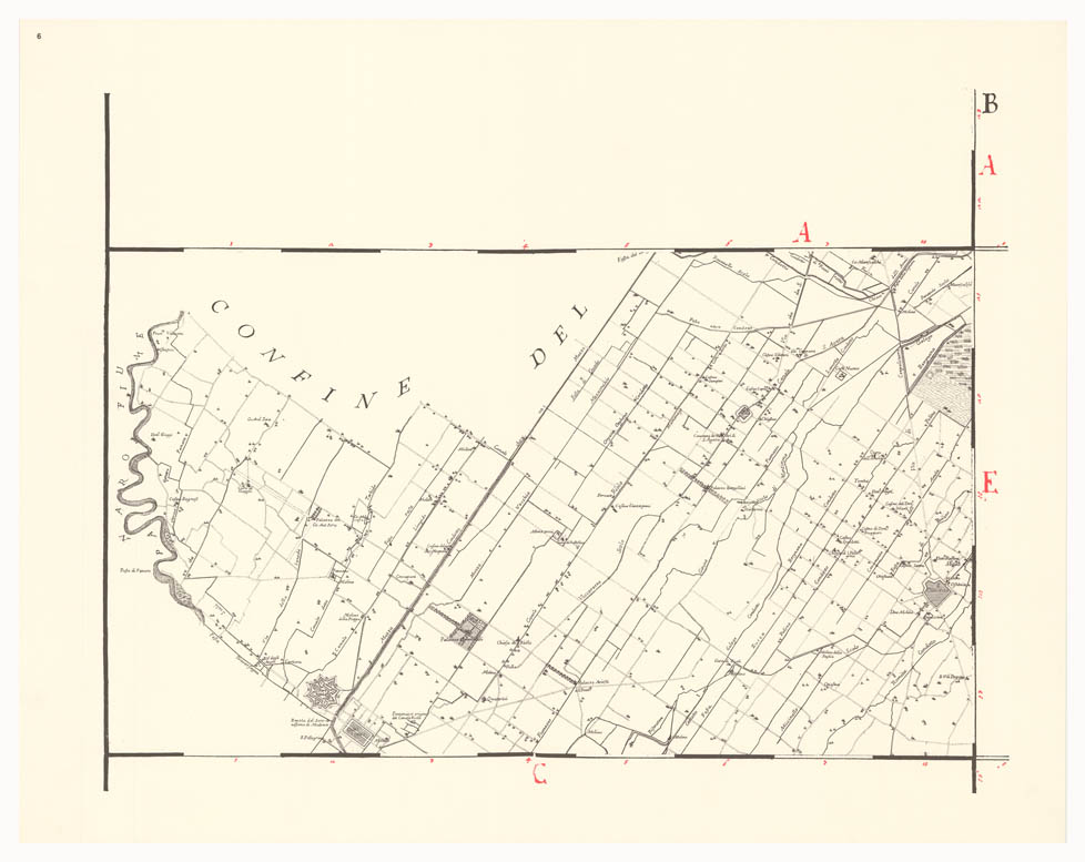 (N:8225) CARTA TOPOGRAFICA DI TUTTA LA PIANURA BOLOGNESE - Tavola 6 (B0002291) Carte e stampe antiche: riproduzione a colori su carta (formato A1)