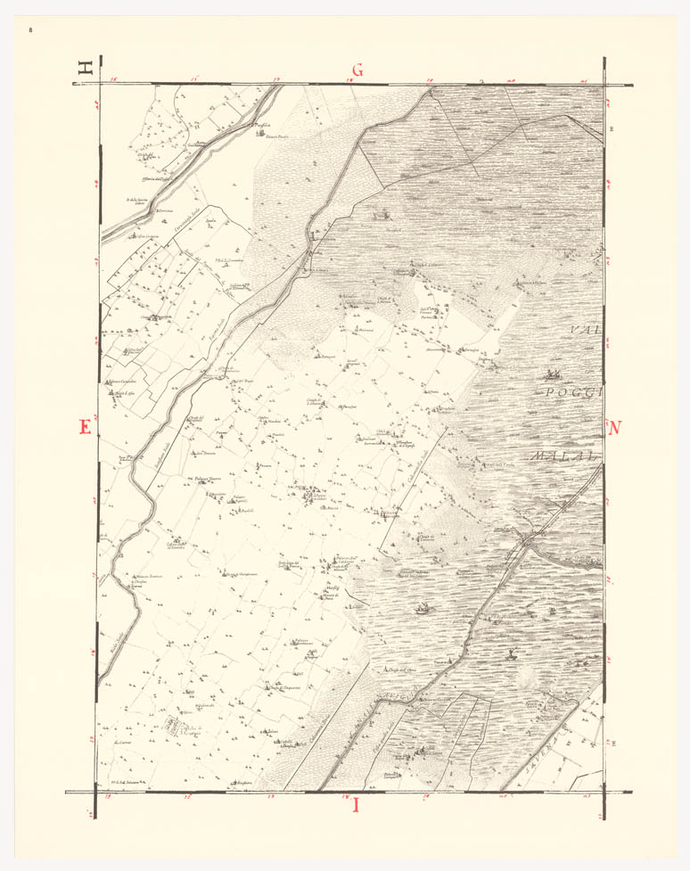 (N:8227) CARTA TOPOGRAFICA DI TUTTA LA PIANURA BOLOGNESE - Tavola 8 (B0002293) Carte e stampe antiche: riproduzione a colori su carta (formato A1)