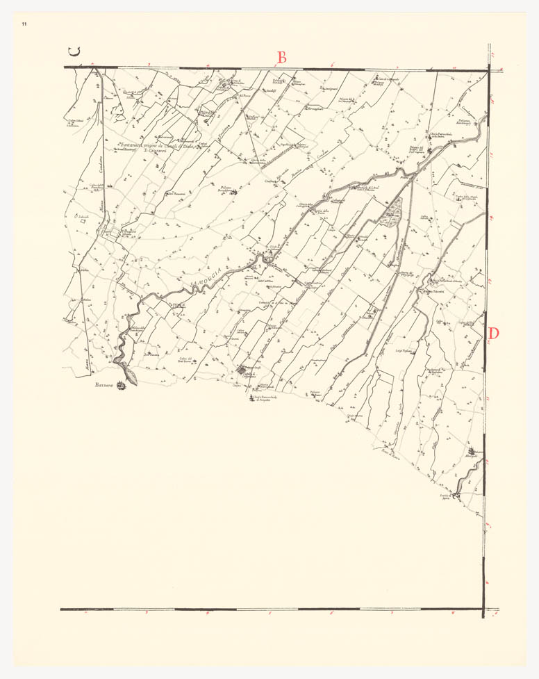 (N:8230) CARTA TOPOGRAFICA DI TUTTA LA PIANURA BOLOGNESE - Tavola 11 (B0002296) Carte e stampe antiche: riproduzione a colori su carta (formato A1)
