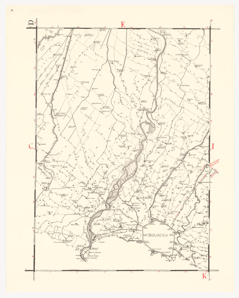 (N:8231) CARTA TOPOGRAFICA DI TUTTA LA PIANURA BOLOGNESE - Tavola 12 (B0002297) Carte e stampe antiche: riproduzione a colori su carta (formato A1)