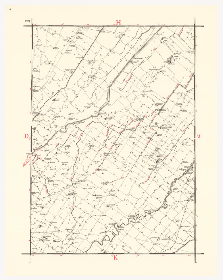 (N:8232) CARTA TOPOGRAFICA DI TUTTA LA PIANURA BOLOGNESE - Tavola 13 (B0002298) Carte e stampe antiche: riproduzione a colori su carta (formato A1)