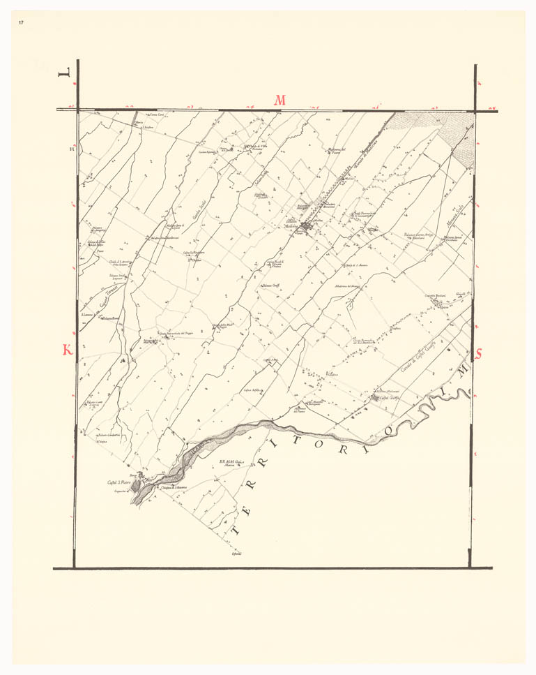 (N:8224) CARTA TOPOGRAFICA DI TUTTA LA PIANURA BOLOGNESE - Tavola 17 (B0002302) Carte e stampe antiche: riproduzione a colori su carta (formato A1)