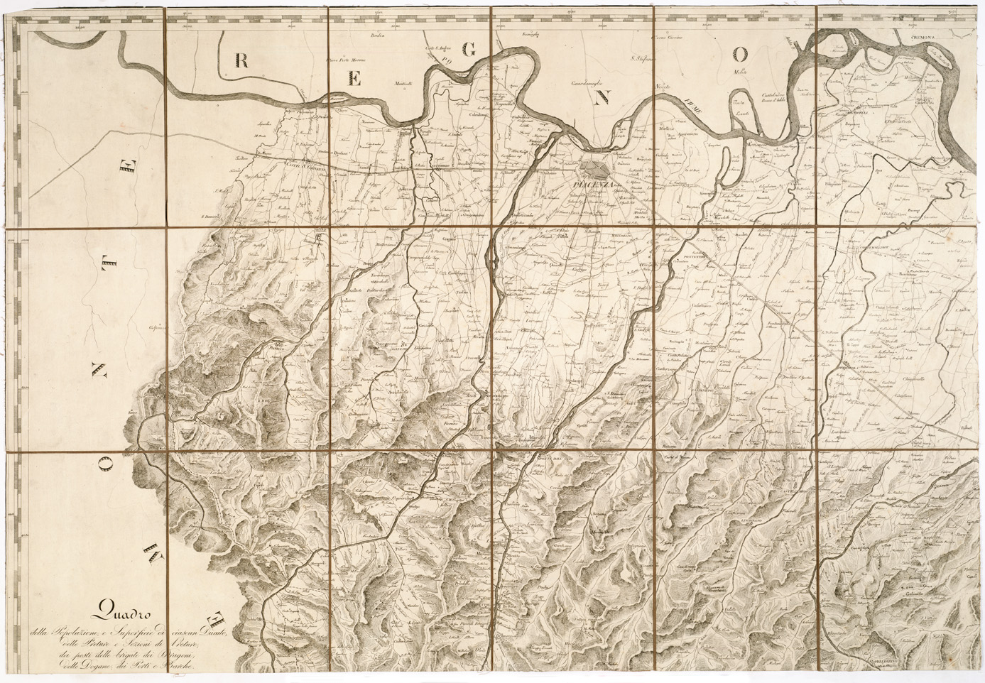 (N:6173) CARTA TOPOGRAFICA DEGLI STATI DI PARMA. A SUA MAESTA' LA PRINCIPESSA IMPERIALE MARIA LUIGIA ARCIDUCHESSA D'AUSTRIA, DUCHESSA DI PARMA, PIACENZA E GUASTALLA - Foglio 1 (B0002374) Carte e stampe antiche: riproduzione a colori su carta (formato A1)