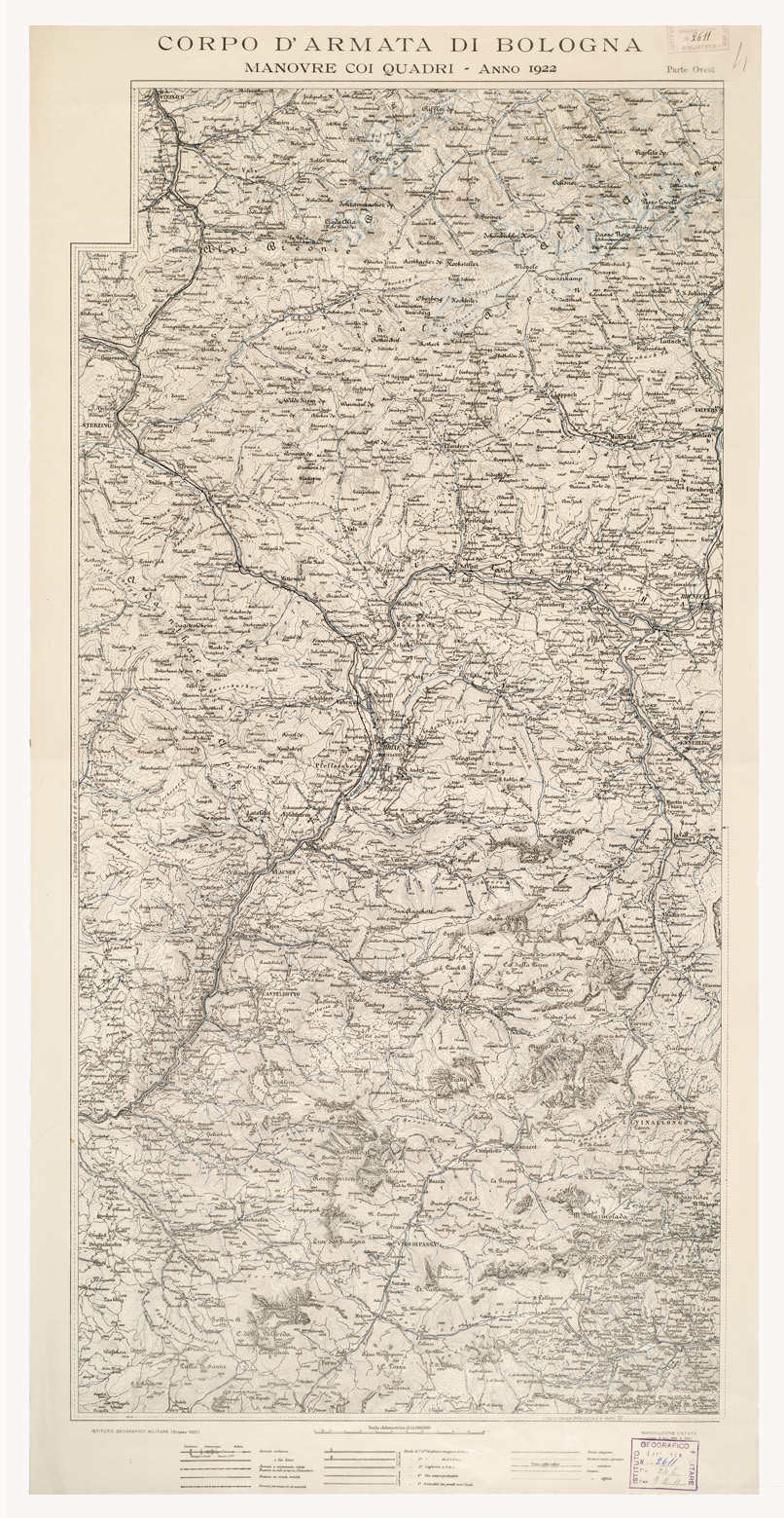 (N:13331) ZONA DELLE MANOVRE COI QUADRI DEL CORPO D'ARMATA DI BOLOGNA - Parte Ovest (B0002399) Carte e stampe antiche: riproduzione a colori su carta (formato A1)