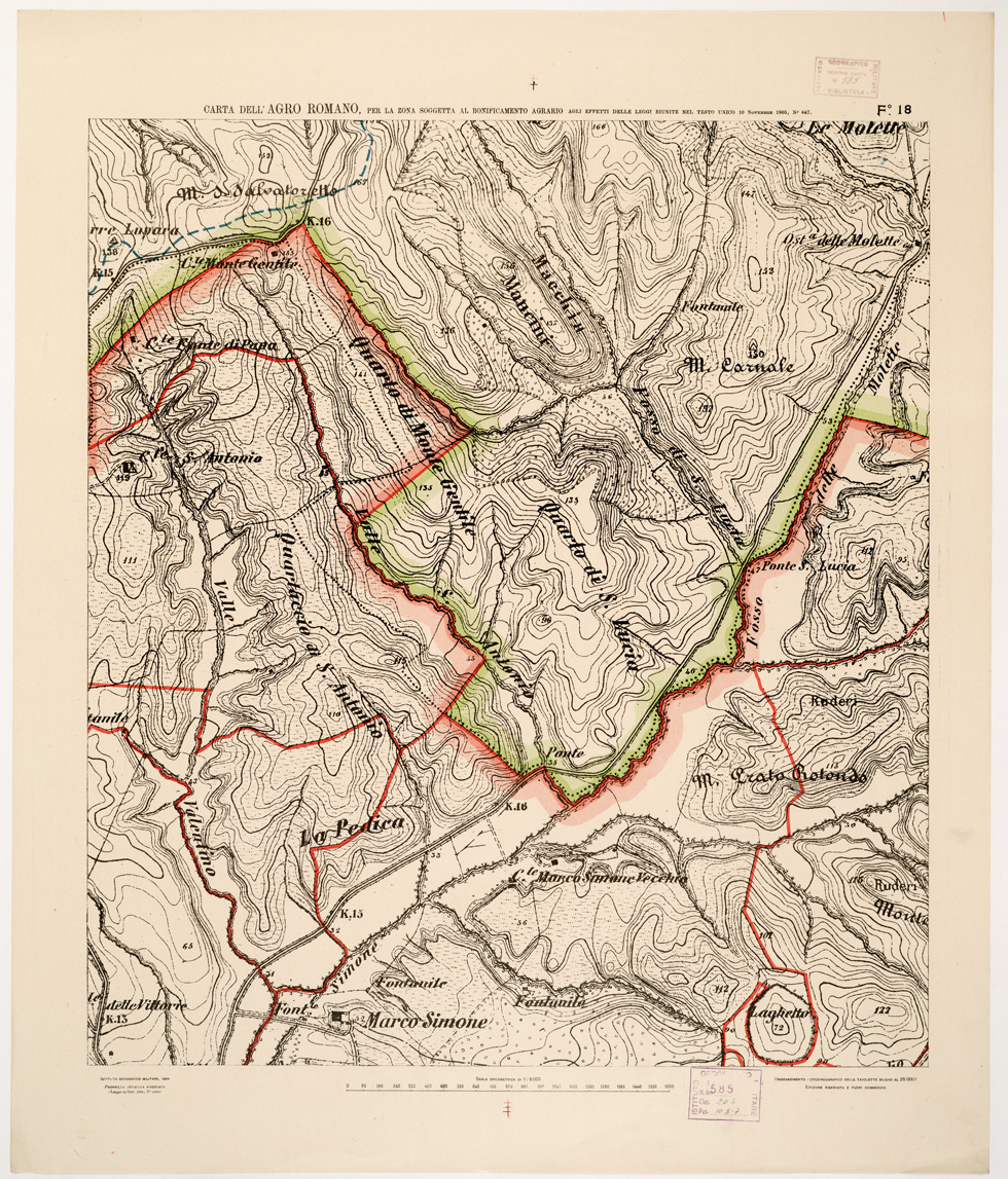 (N:2526) CARTA DELL'AGRO ROMANO... - Foglio 18 (B0002472) Carte e stampe antiche: riproduzione a colori su carta (formato A1)