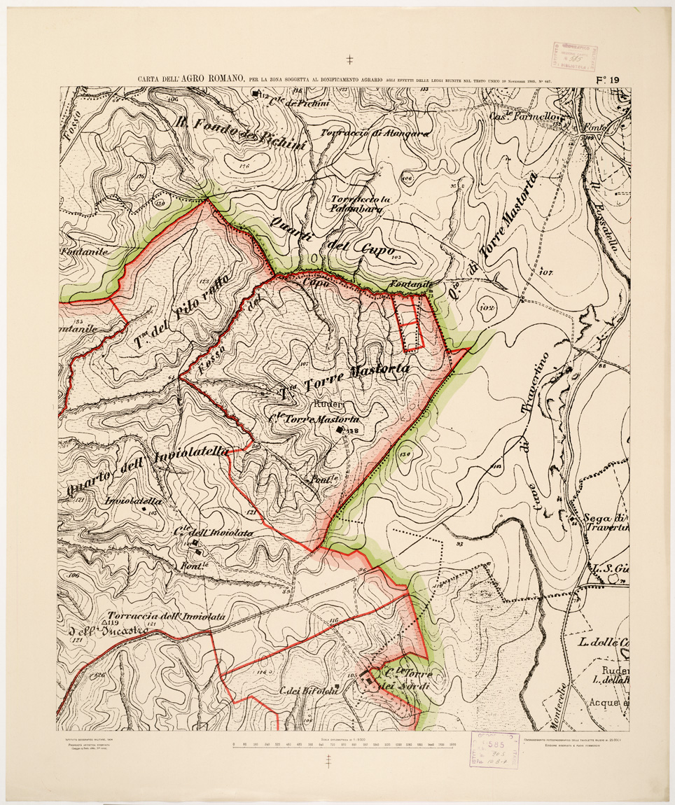 (N:2527) CARTA DELL'AGRO ROMANO... - Foglio 19 (B0002473) Carte e stampe antiche: riproduzione a colori su carta (formato A1)
