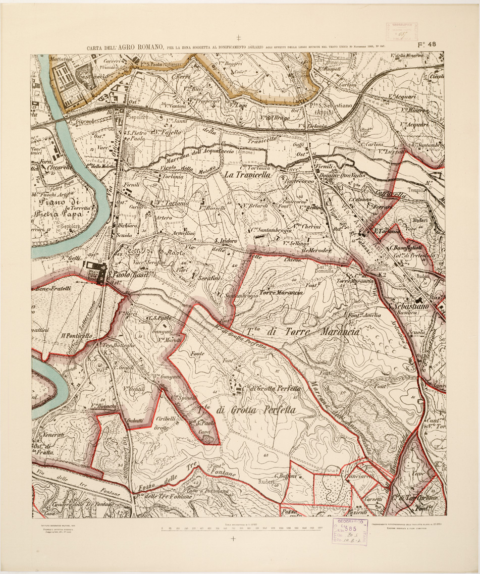 (N:2559) CARTA DELL'AGRO ROMANO... - Foglio 48 (B0002502) Carte e stampe antiche: riproduzione a colori su carta (formato A1)