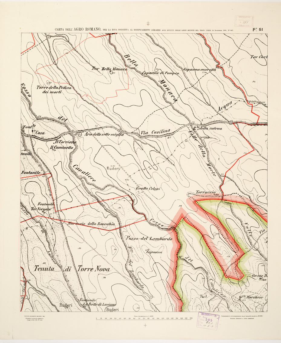 (N:2563) CARTA DELL'AGRO ROMANO... - Foglio 51 (B0002505) Carte e stampe antiche: riproduzione a colori su carta (formato A1)