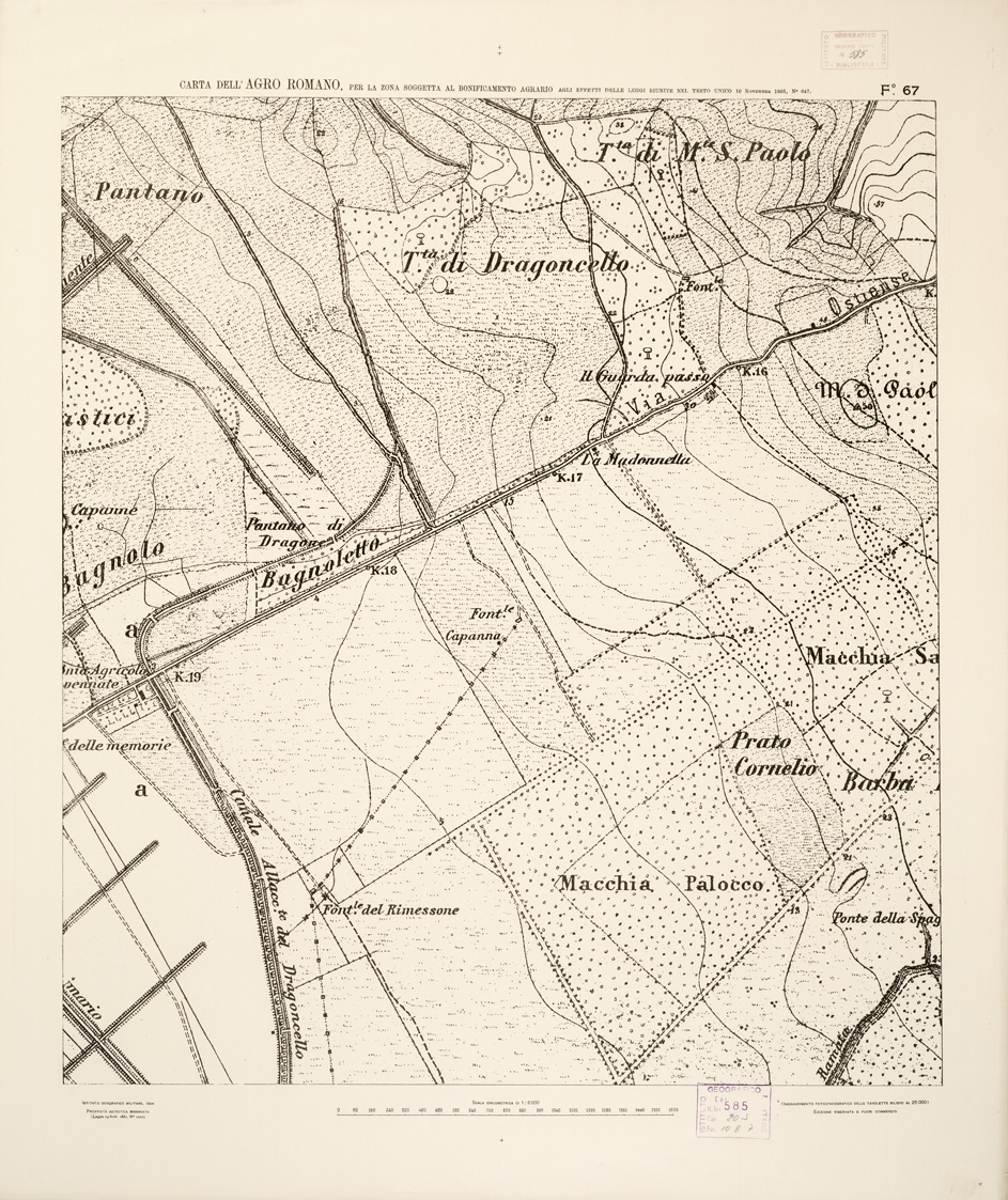(N:2580) CARTA DELL'AGRO ROMANO... - Foglio 67 (B0002521) Carte e stampe antiche: riproduzione a colori su carta (formato A1)