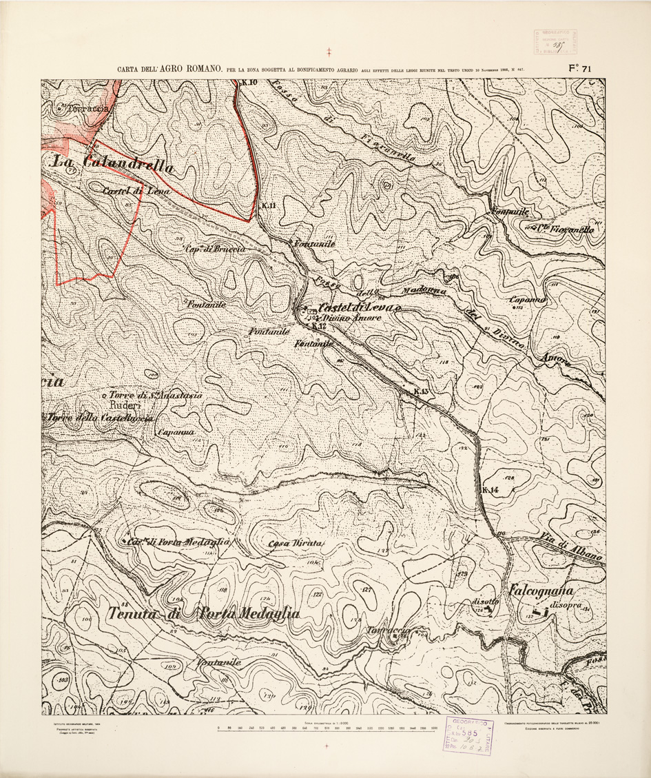 (N:2585) CARTA DELL'AGRO ROMANO... - Foglio 71 (B0002525) Carte e stampe antiche: riproduzione a colori su carta (formato A1)