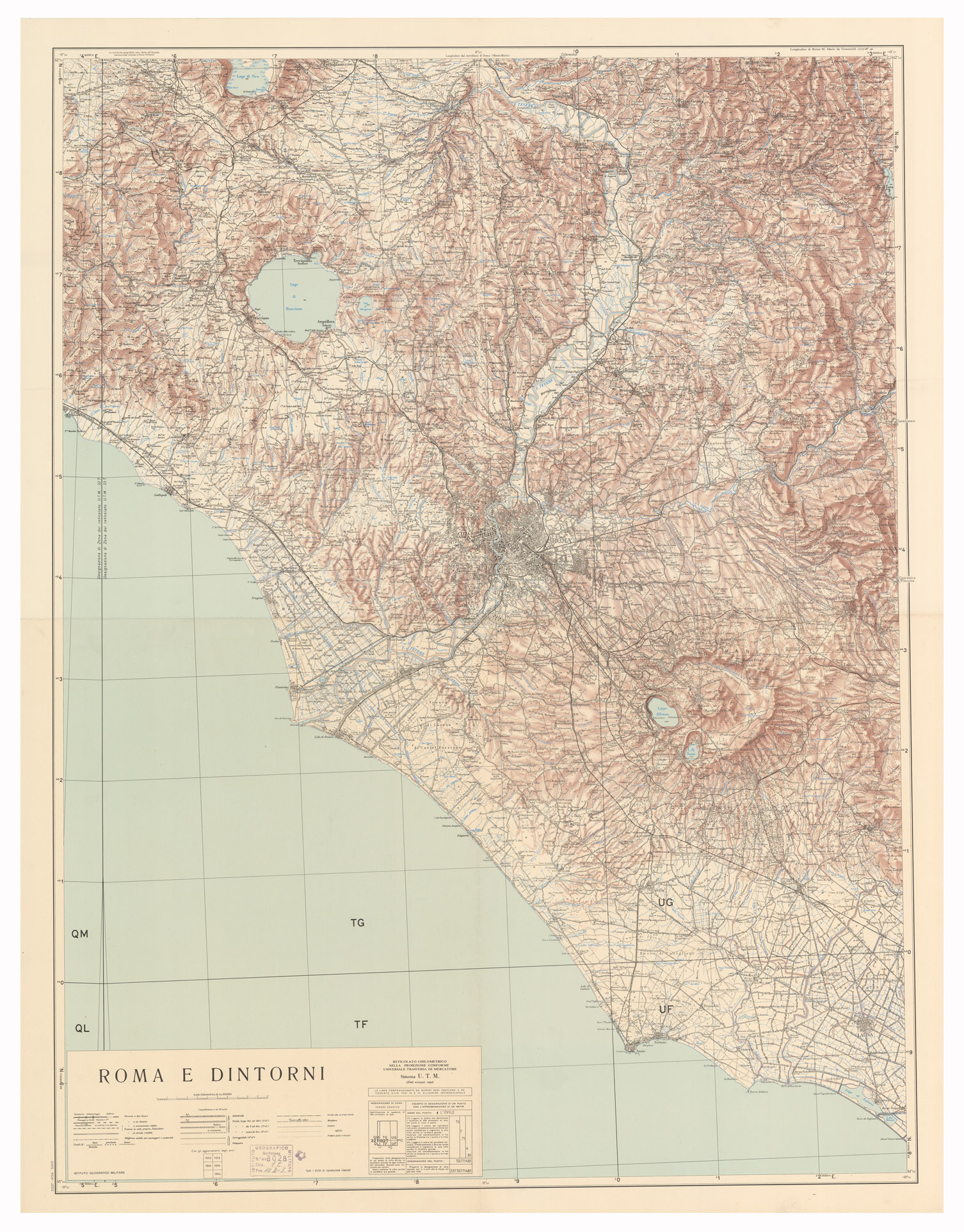 (N:15623) ROMA E DINTORNI (B0002536) Carte e stampe antiche: riproduzione a colori su carta (formato A1)
