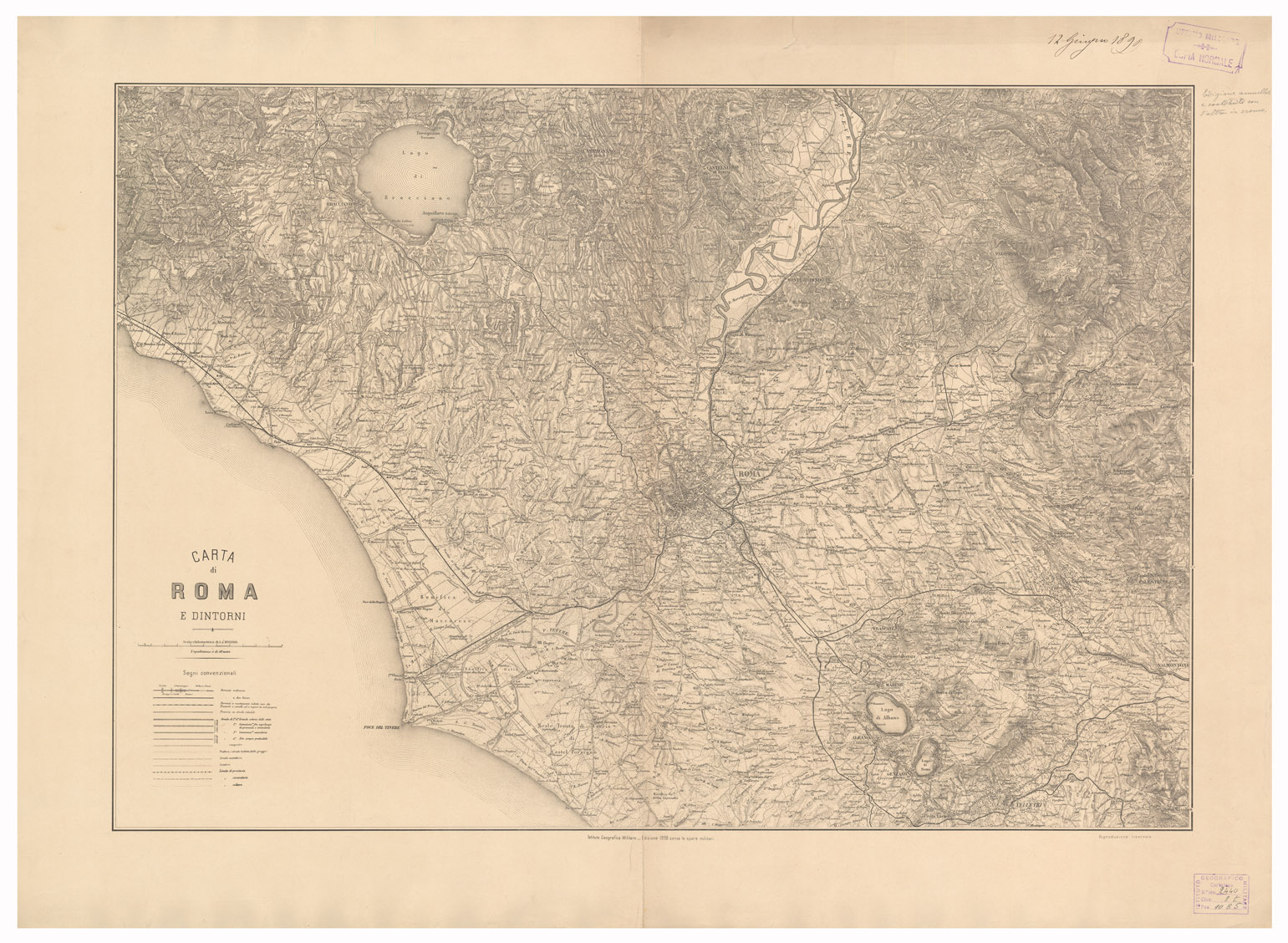 (N:15617) ROMA E DINTORNI - Foglio 1 (B0002556) Carte e stampe antiche: riproduzione a colori su carta (formato A1)