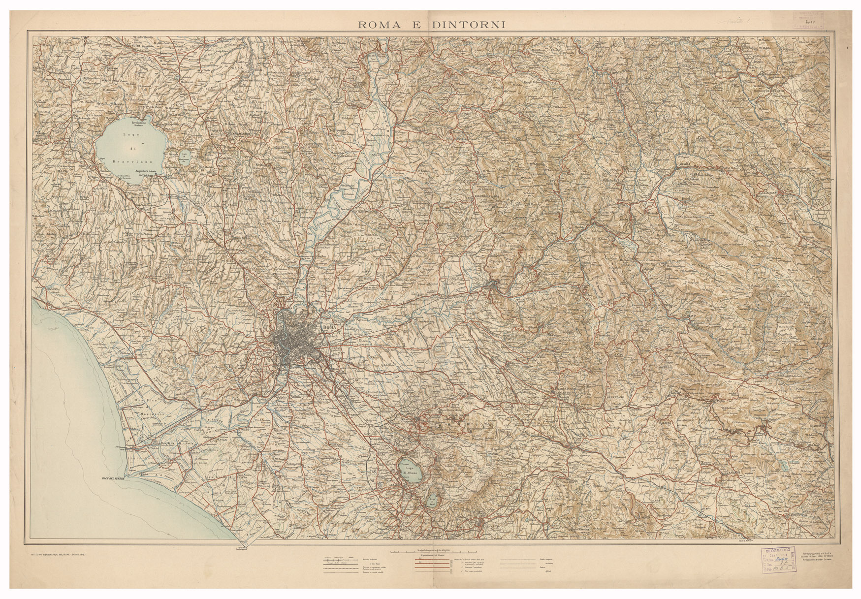(N:15619) ROMA E DINTORNI (B0002560) Carte e stampe antiche: riproduzione a colori su carta (formato A1)