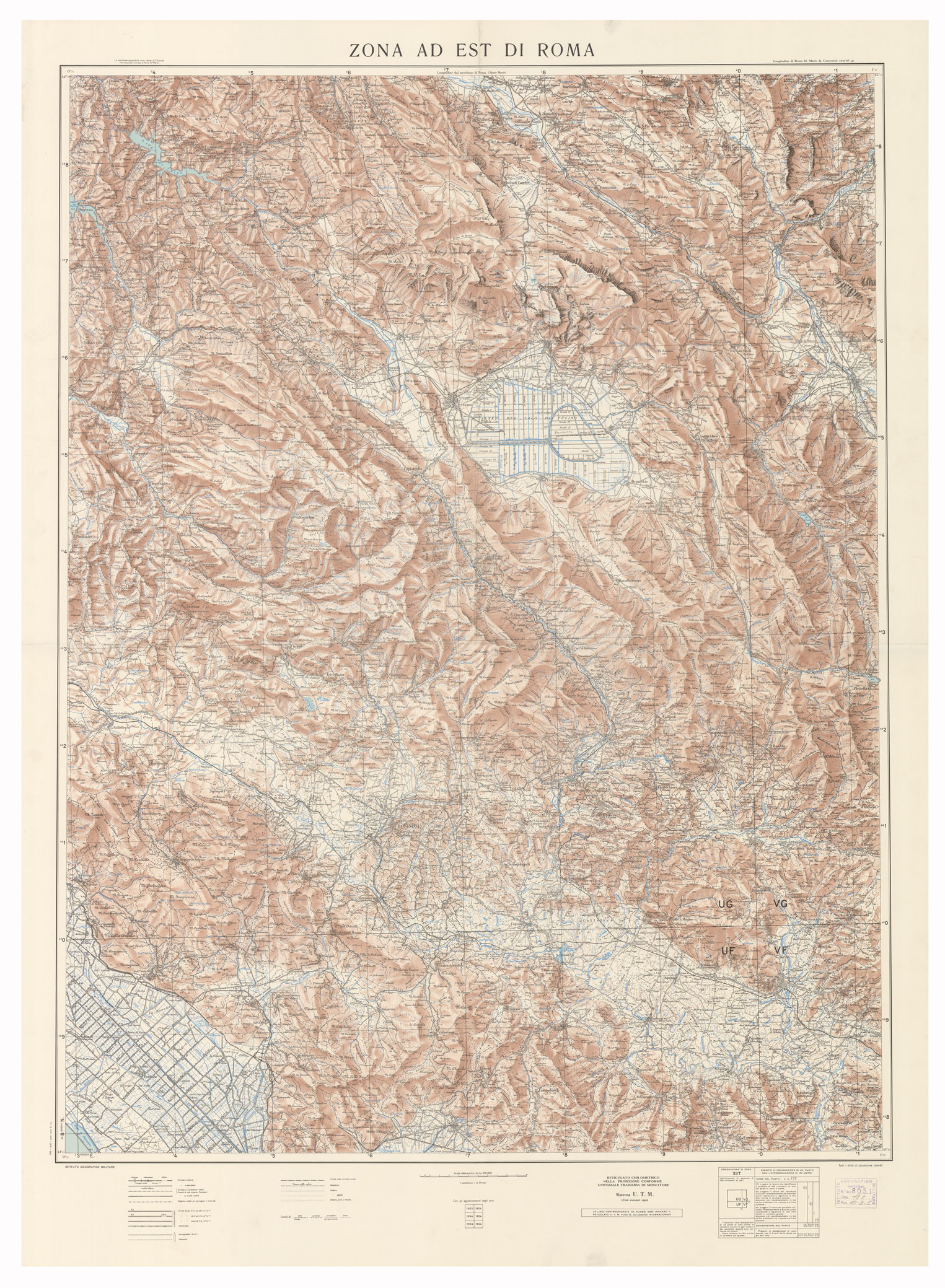 (N:13353) ZONA AD EST DI ROMA (B0002562) Carte e stampe antiche: riproduzione a colori su carta (formato A1)