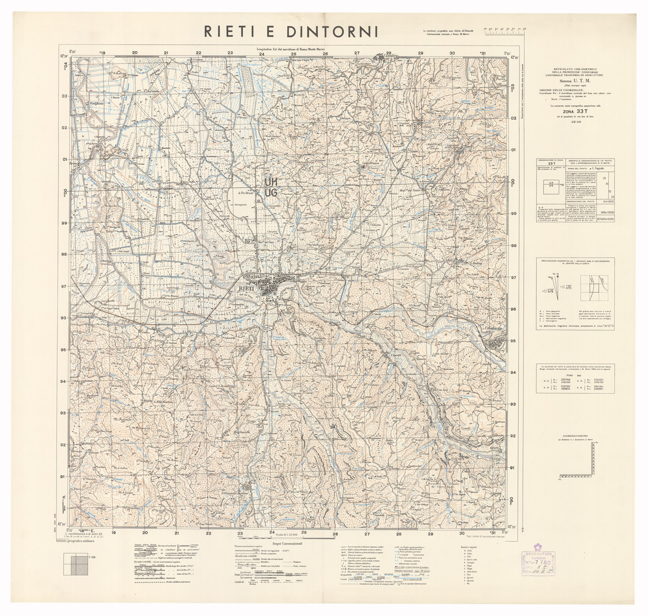 (N:15230) RIETI E DINTORNI (B0002564) Carte e stampe antiche: riproduzione a colori su carta (formato A1)